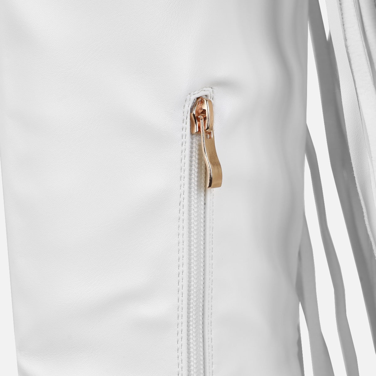 Gethin White Fringe Studded Knee High Boots | SIMMI London