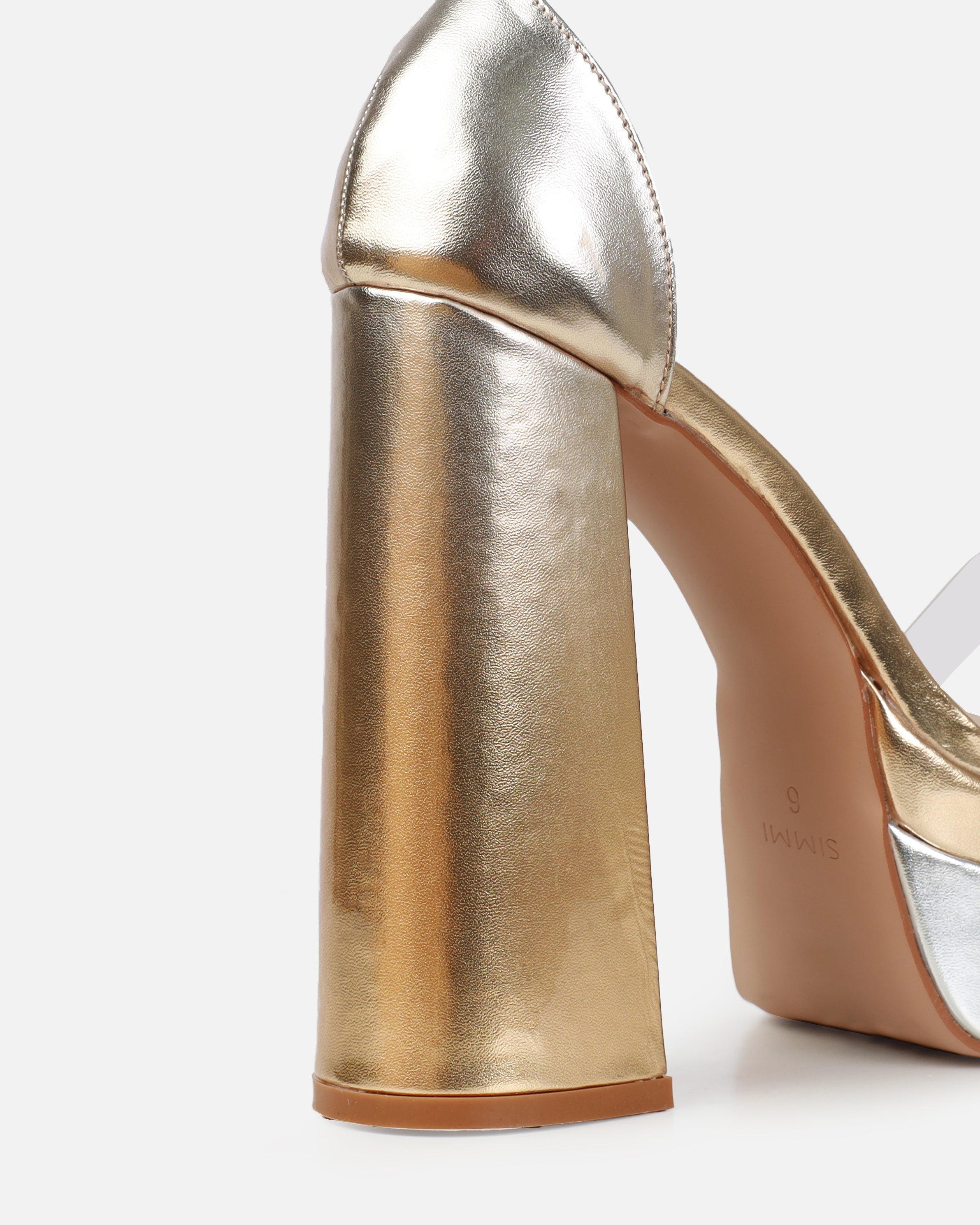 Rabiah Silver And Gold Ombre Clear Platform Heels | SIMMI London
