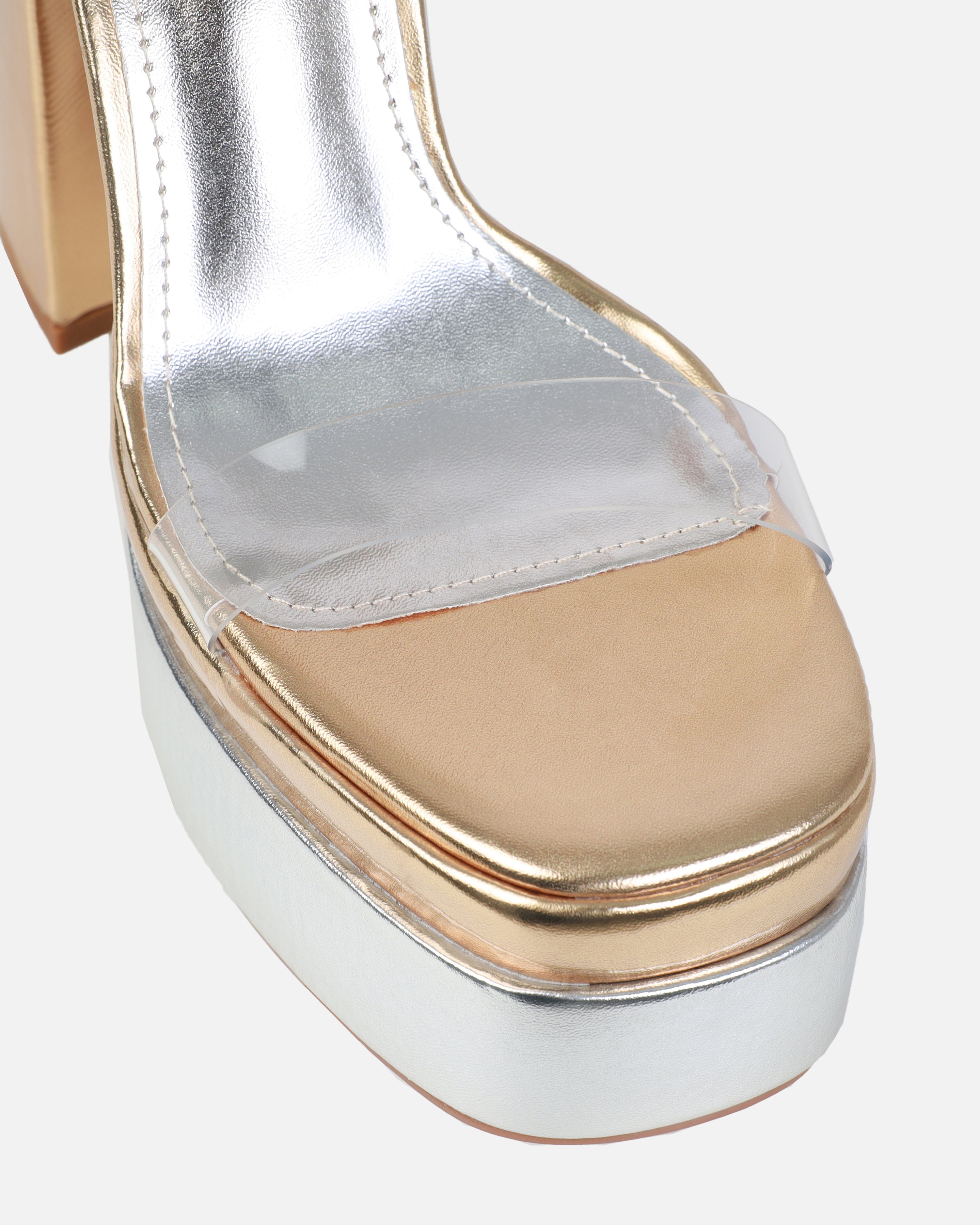 Rabiah Silver And Gold Ombre Clear Platform Heels | SIMMI London