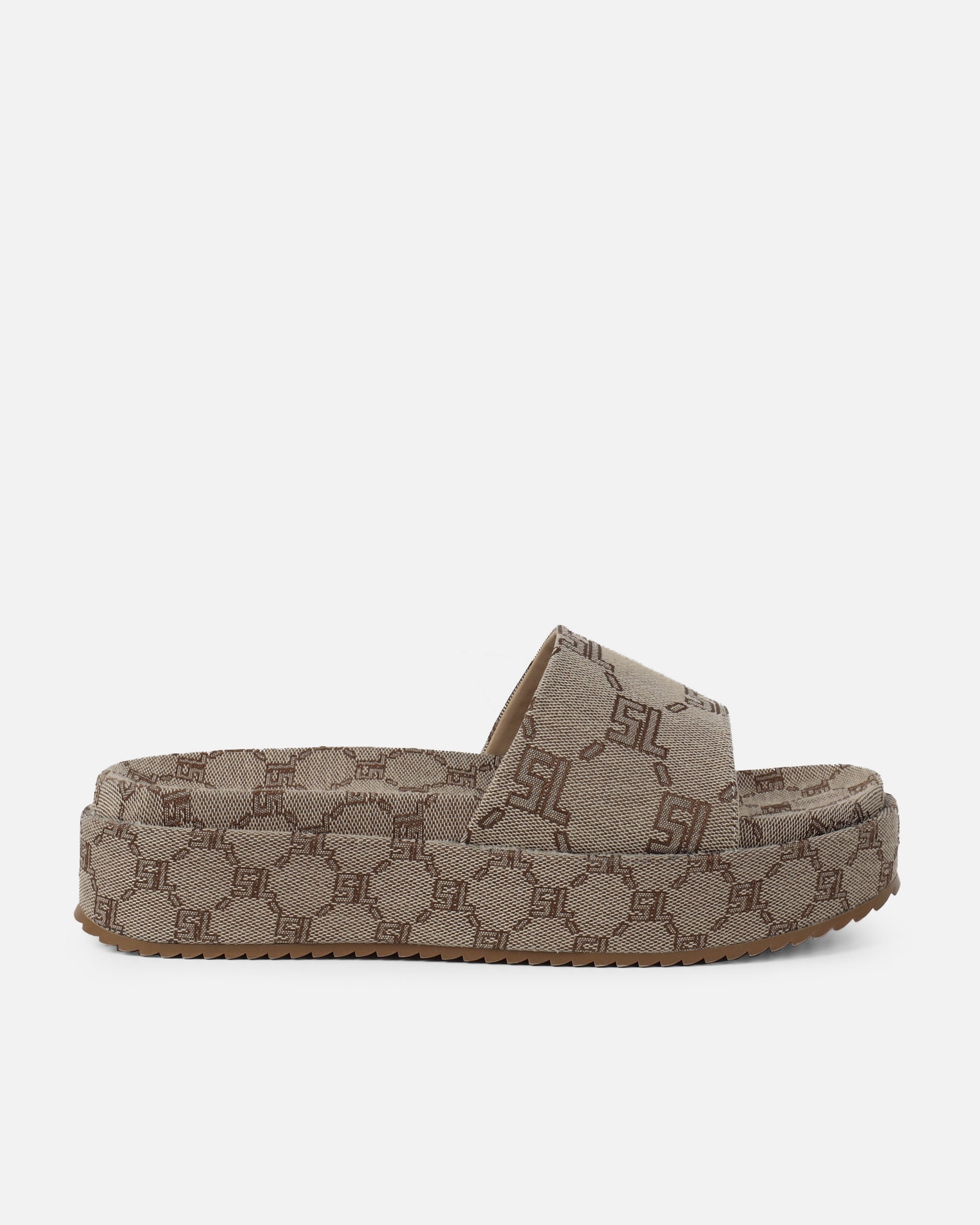 Rocco Brown Monogram Sliders | SIMMI London