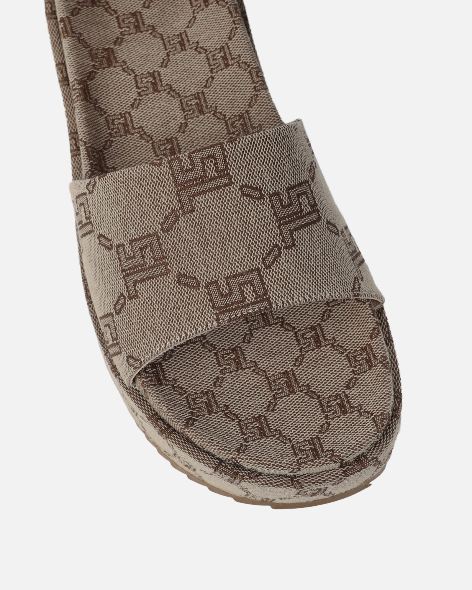 Rocco Brown Monogram Sliders | SIMMI London