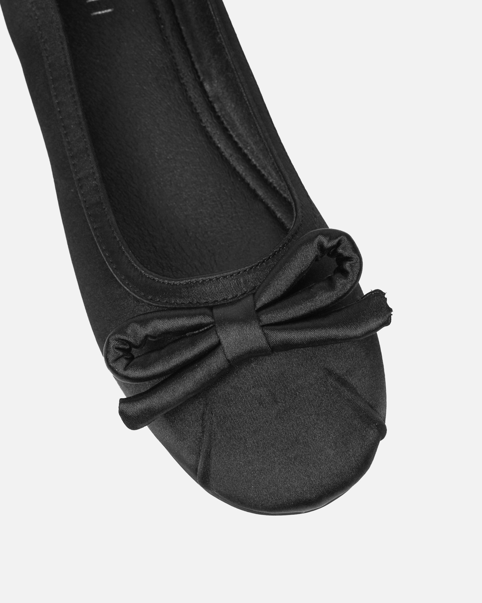 Romanne Black Satin Ballet Flats | SIMMI London