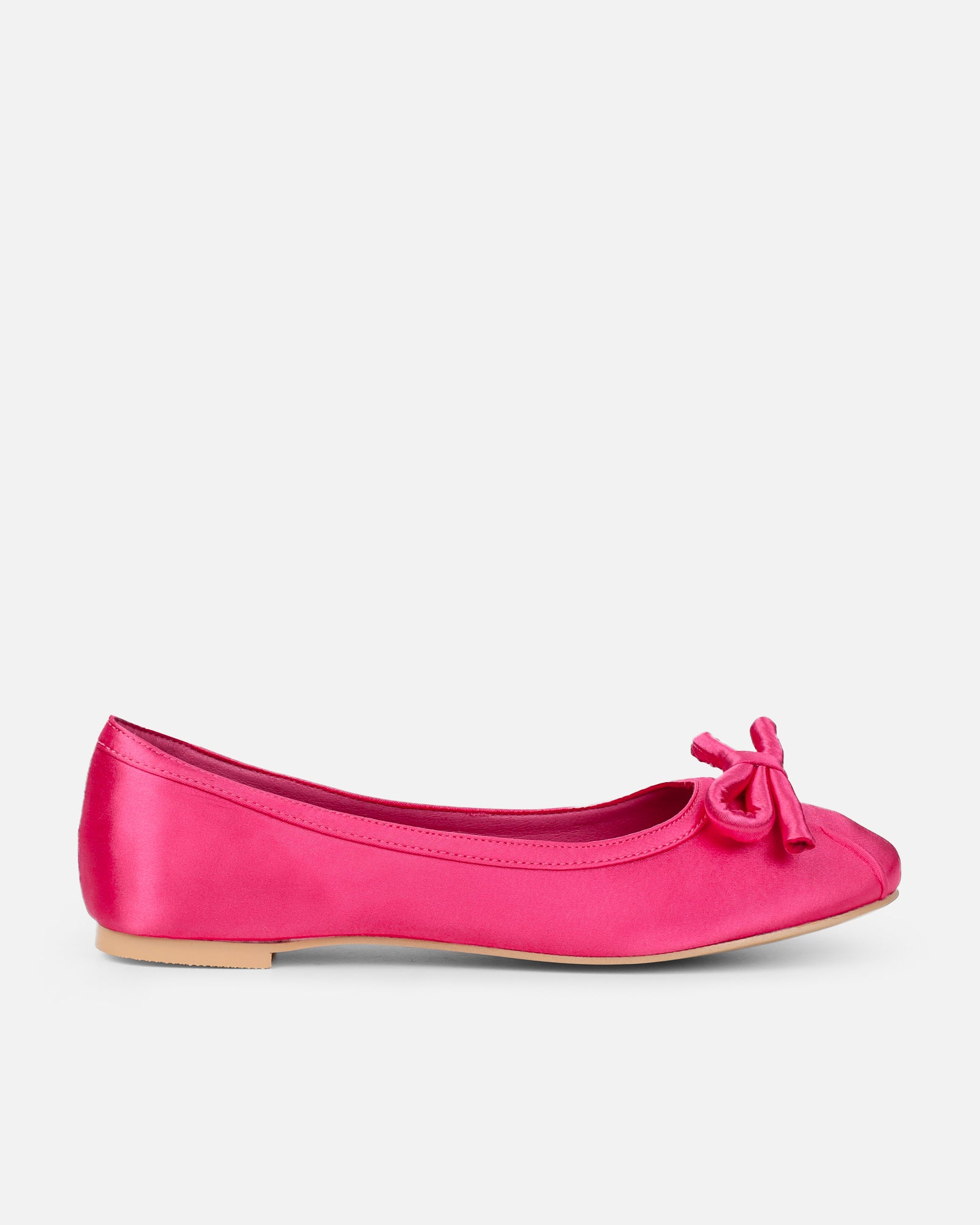 Romanne Fuchsia Pink Satin Ballet Flats | SIMMI London