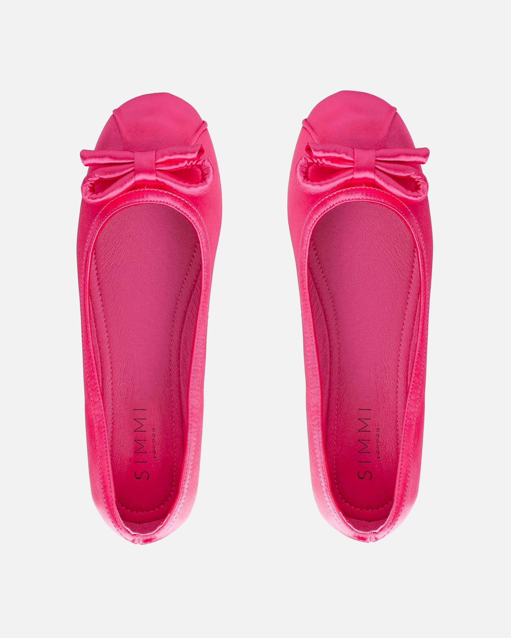Romanne Fuchsia Pink Satin Ballet Flats | SIMMI London