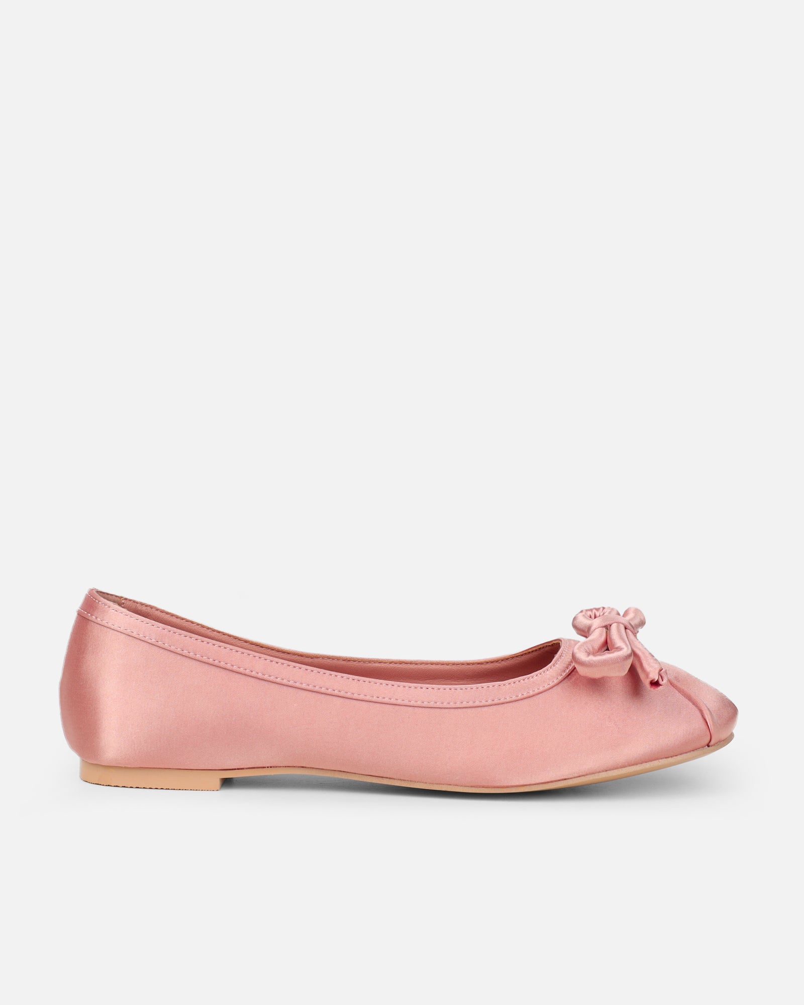 Romanne Nude Satin Ballet Flats | SIMMI London