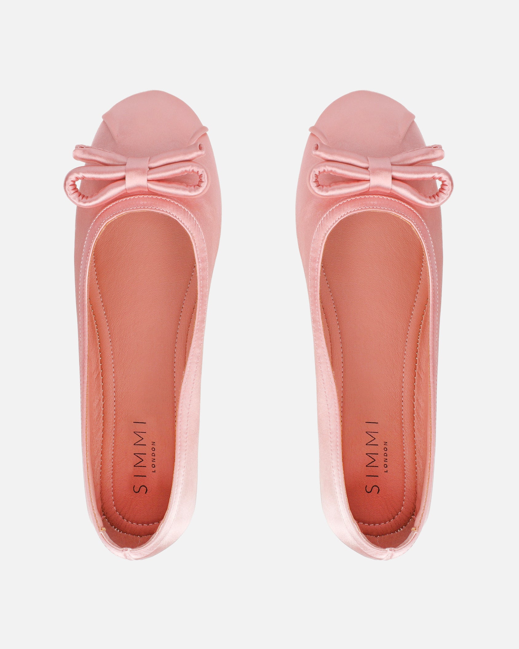 Romanne Nude Satin Ballet Flats | SIMMI London