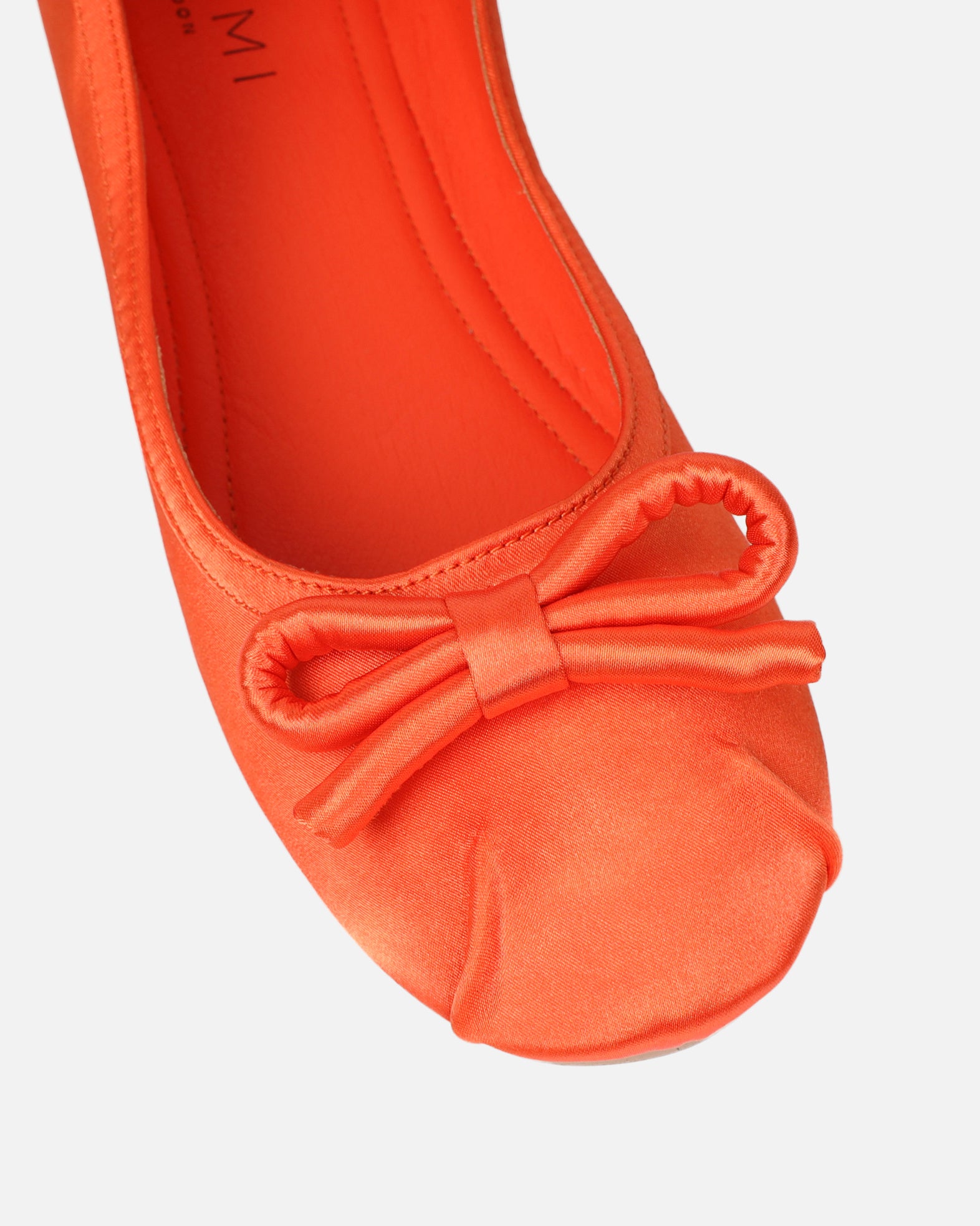 Romanne Orange Satin Ballet Flats | SIMMI London