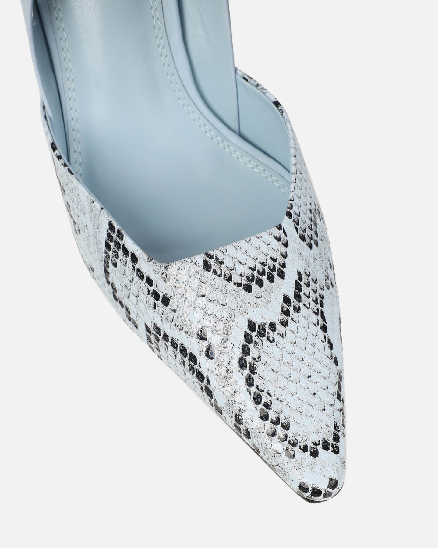 Romilly Blue Snake Effect Sling Back Court Shoes | SIMMI London
