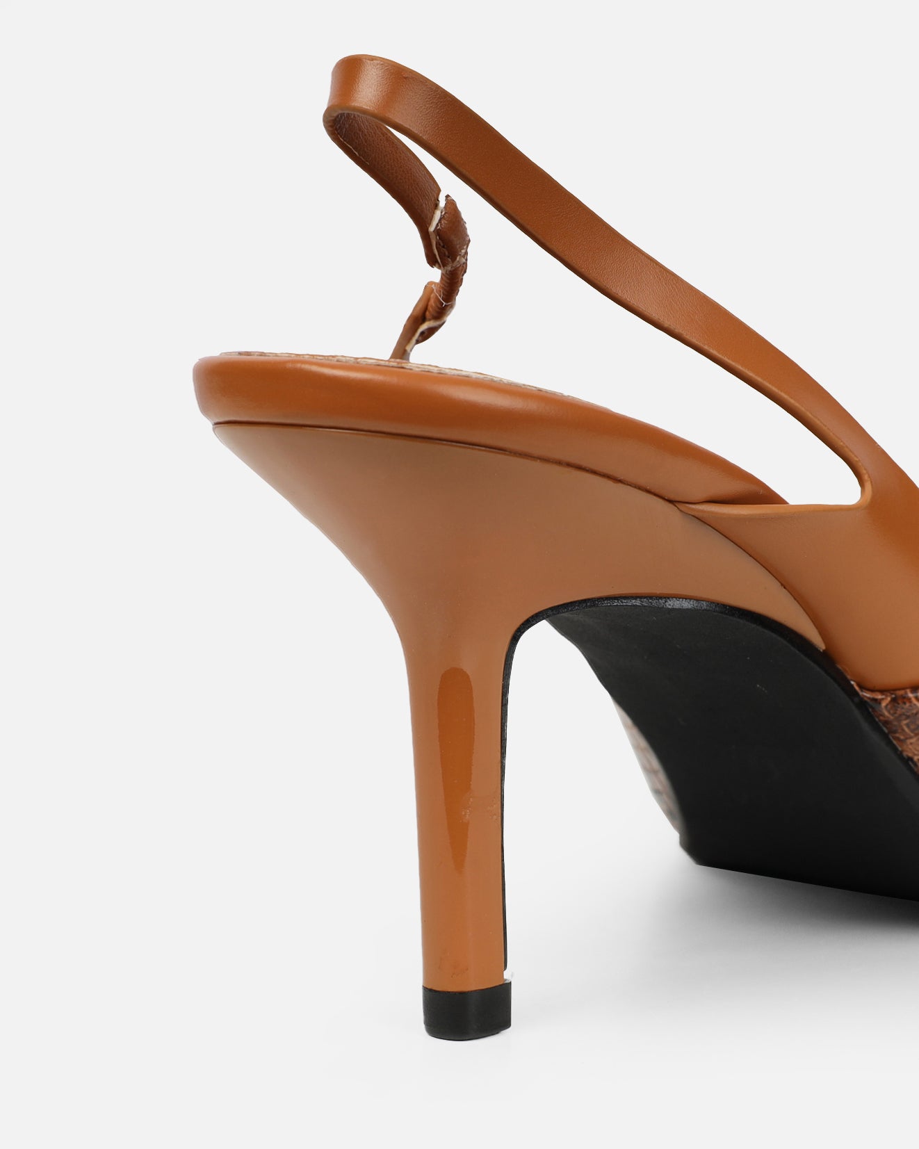 Romilly Tan Snake Effect Sling Back Court Shoes | SIMMI London