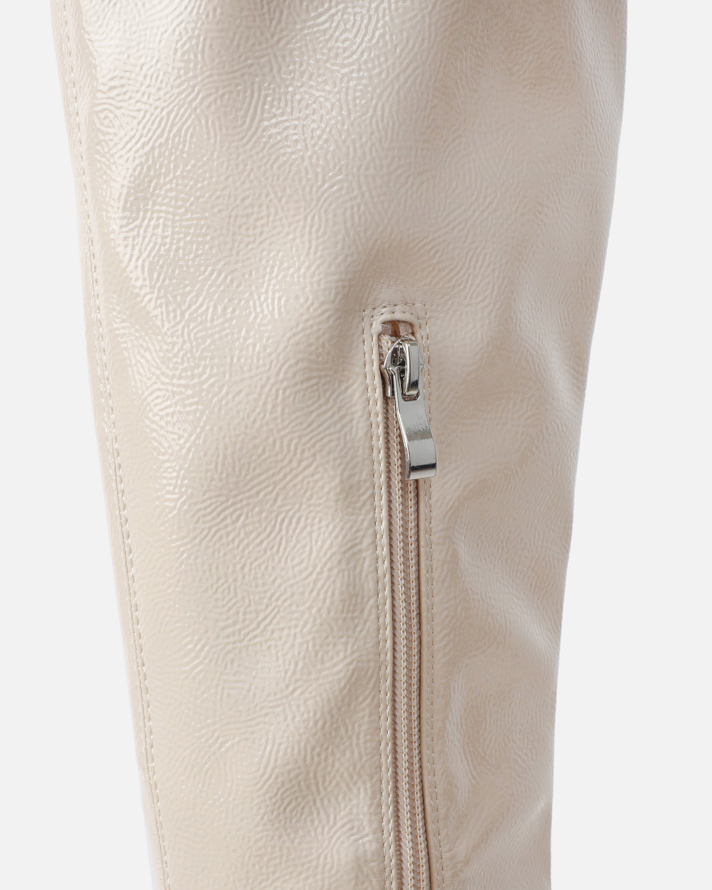 Ron Stone Stretch Patent Block Heel Knee Boots | SIMMI London