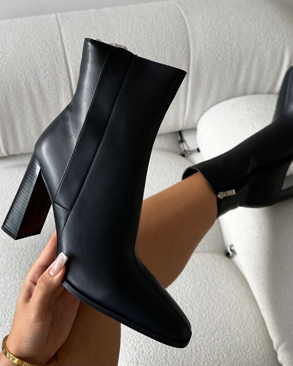 Ronald Black Block Heeled Ankle Boots | SIMMI London