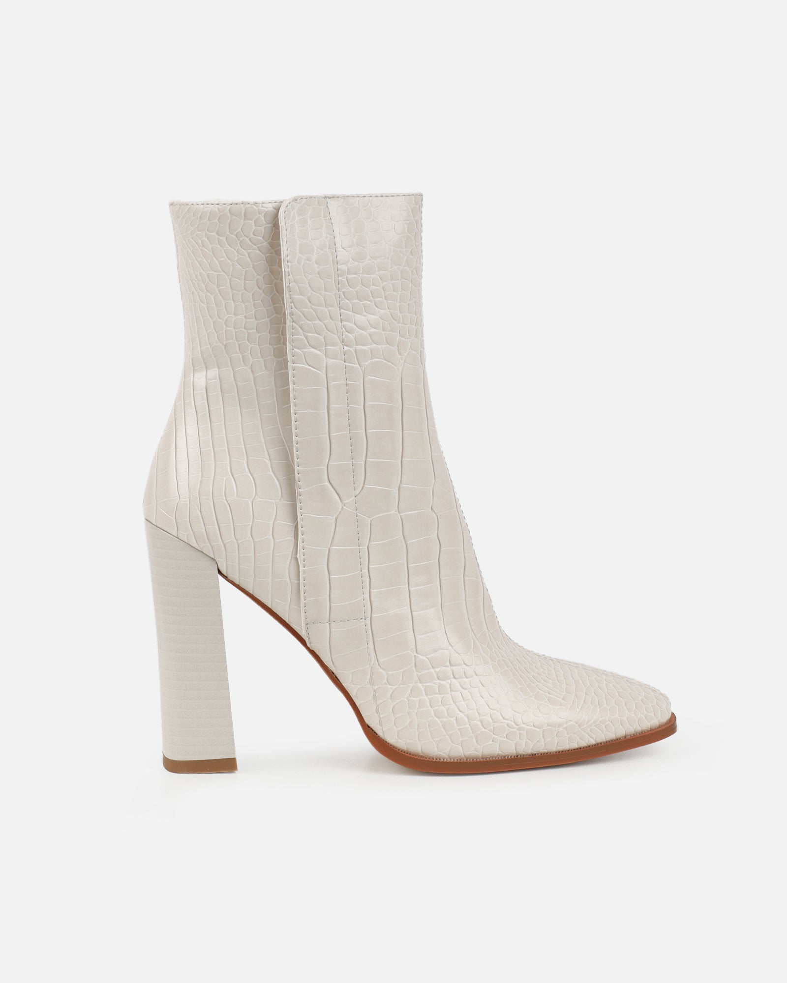 Ronald Stone Faux Croc Block Heeled Ankle Boots | SIMMI London