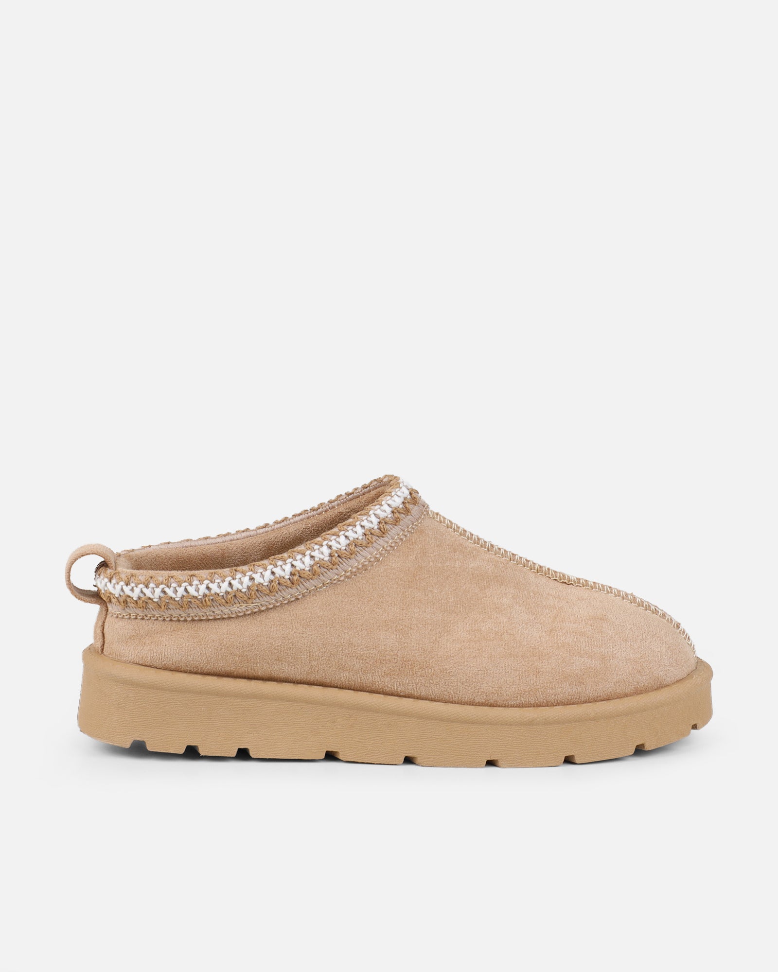Rorie Sand Faux Suede Slippers | SIMMI London