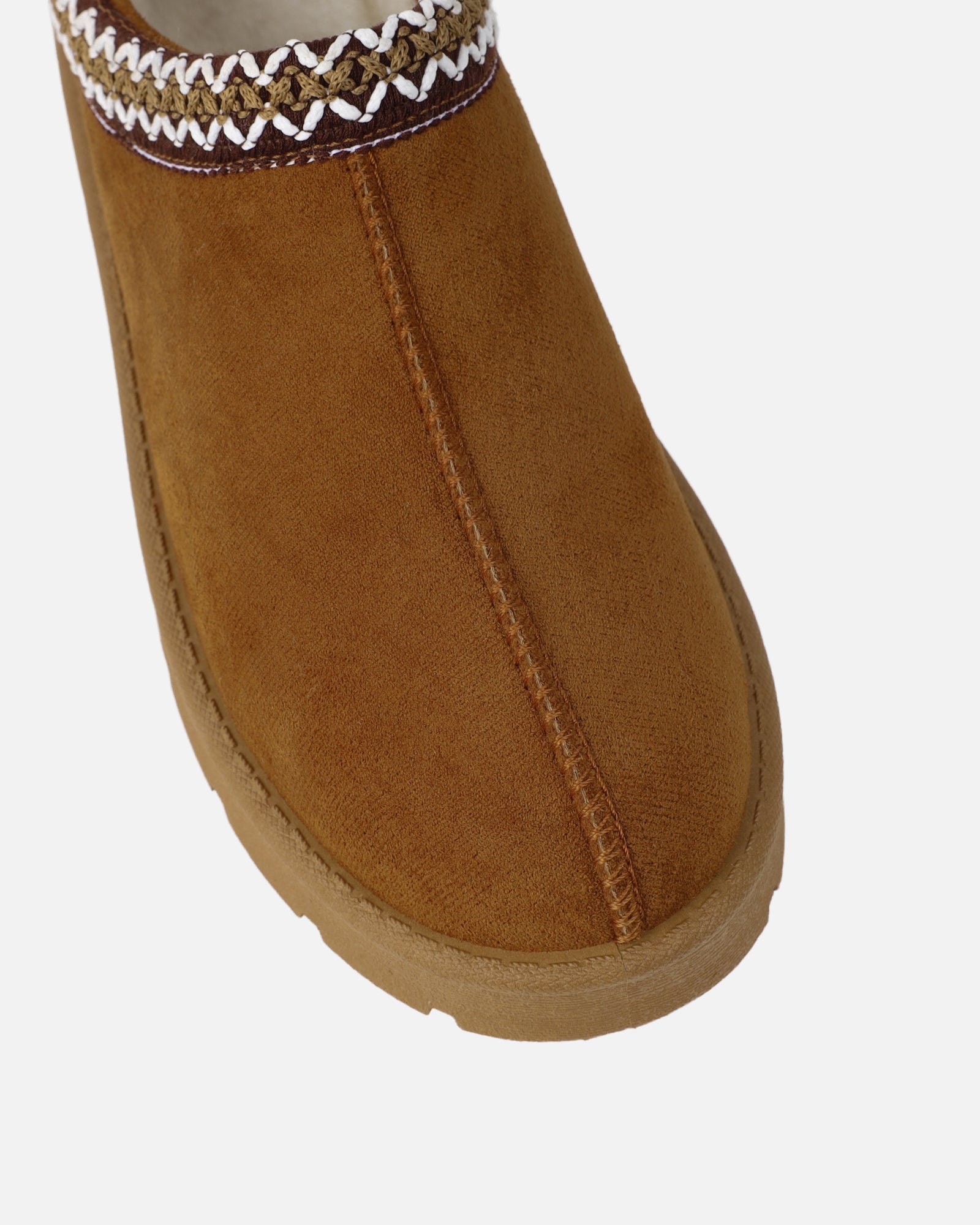 Rorie Tan Faux Suede Slippers | SIMMI London