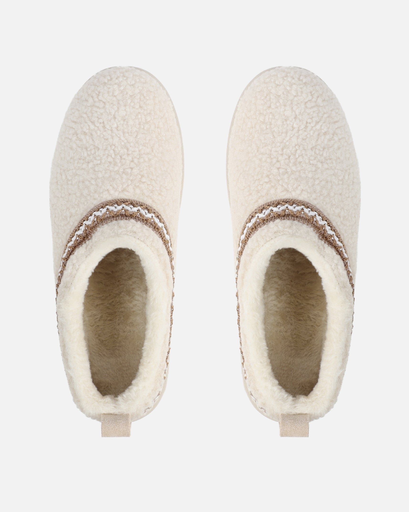 Darick Beige Borg Backless Slippers | SIMMI London