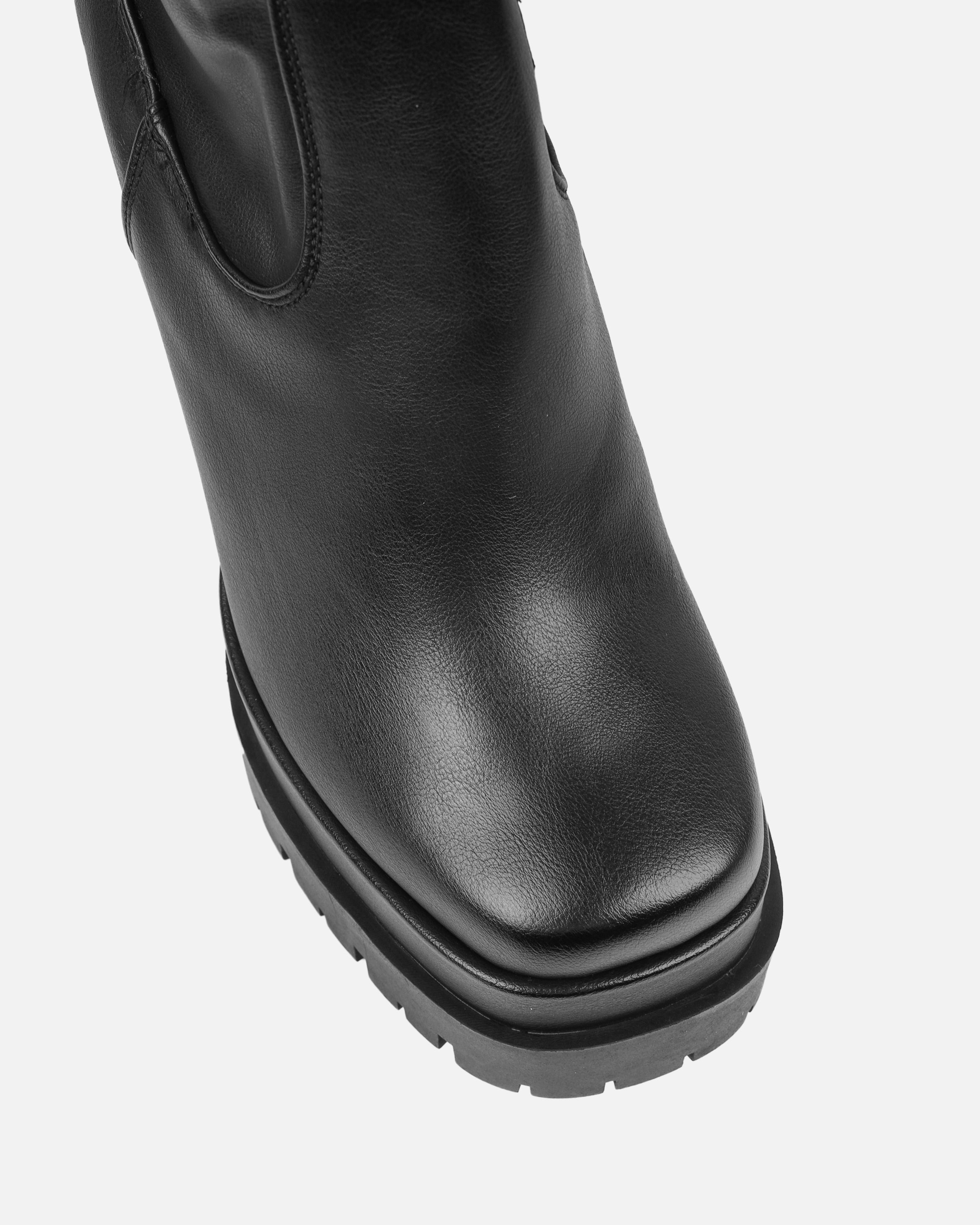 Ebenezer Black Thigh High Chunky Platform Boots | SIMMI London