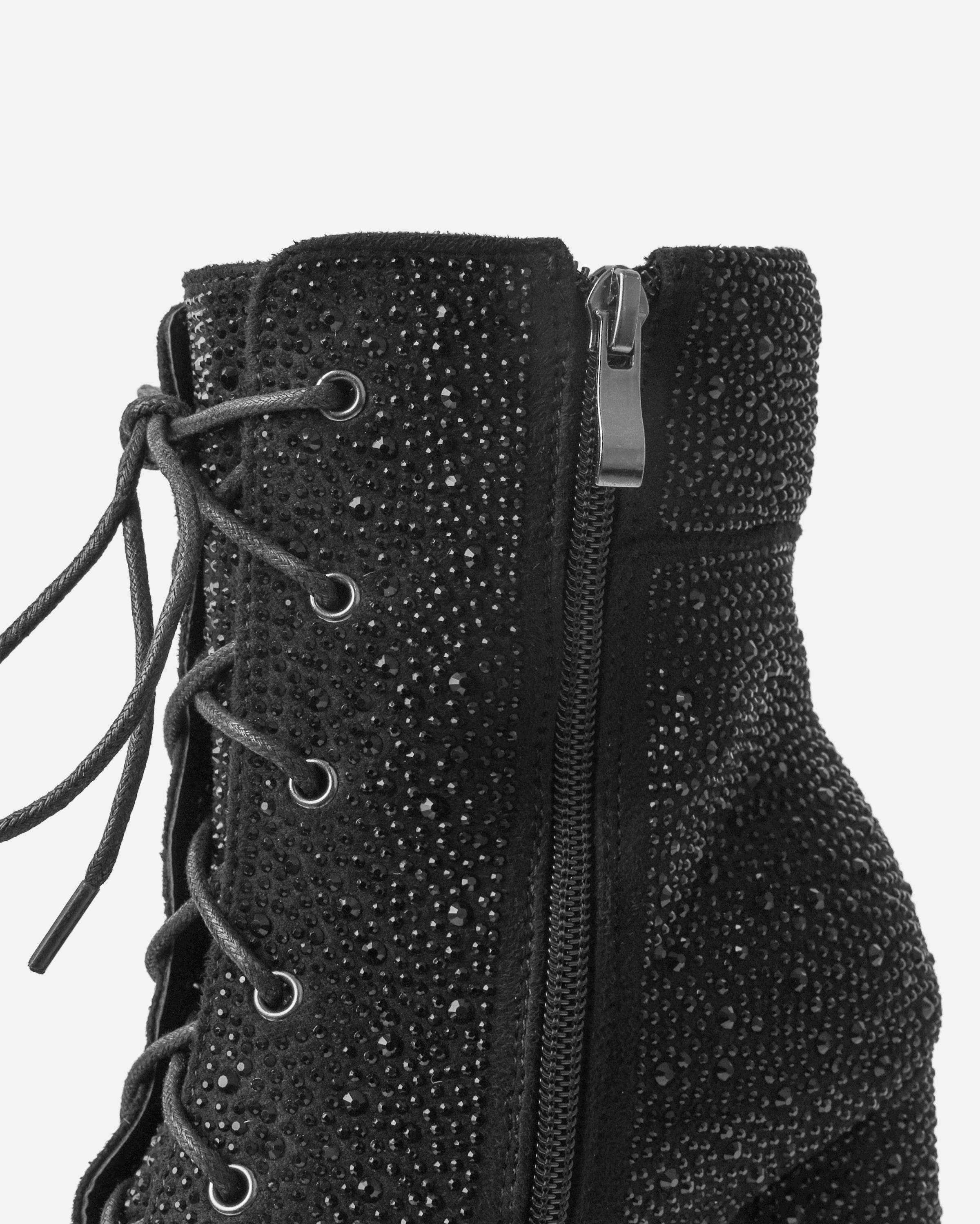 Reigan Black Diamante Platform Lace Up Boots | SIMMI London