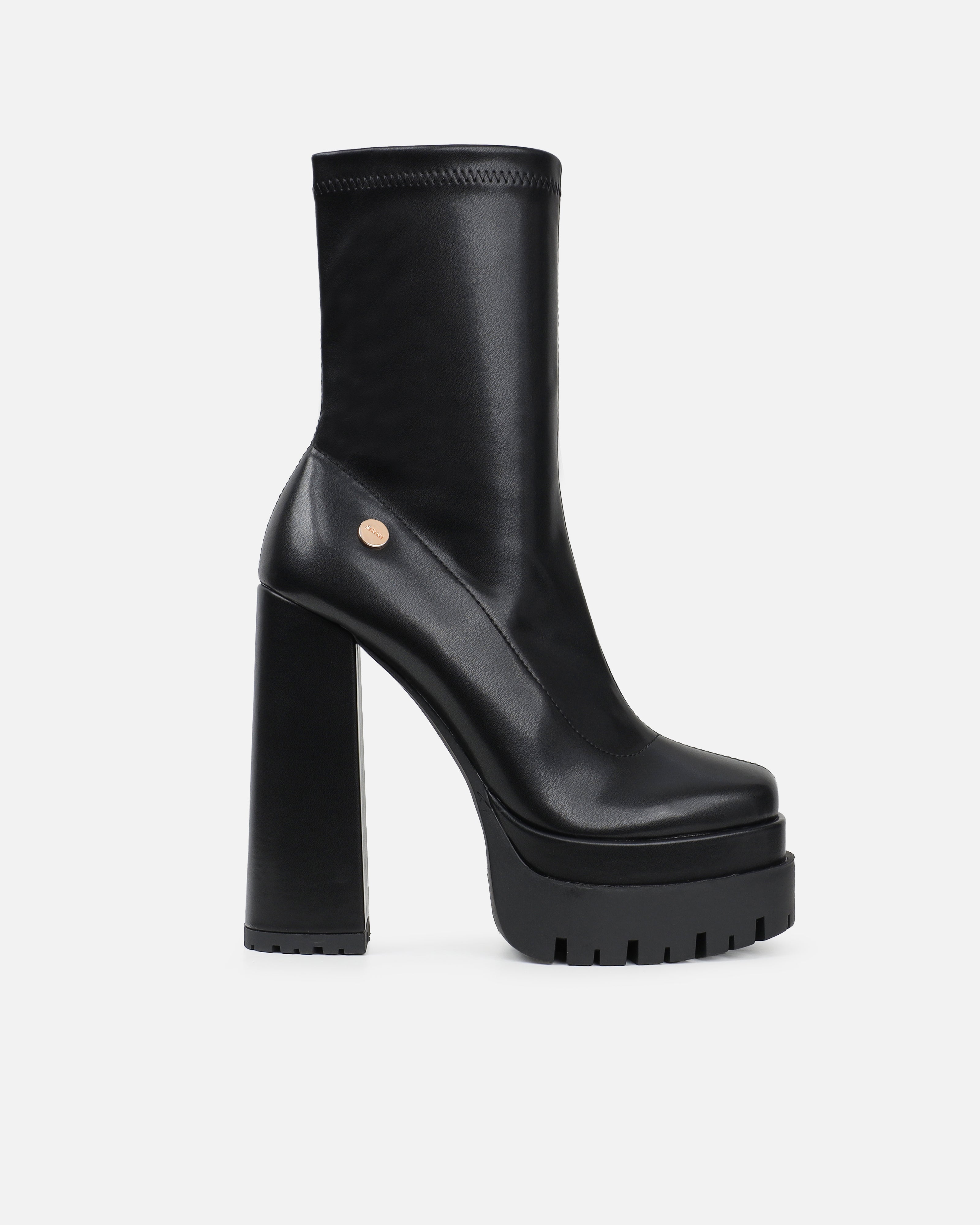 Eamon Black Stretch Platform Ankle Boots | SIMMI London