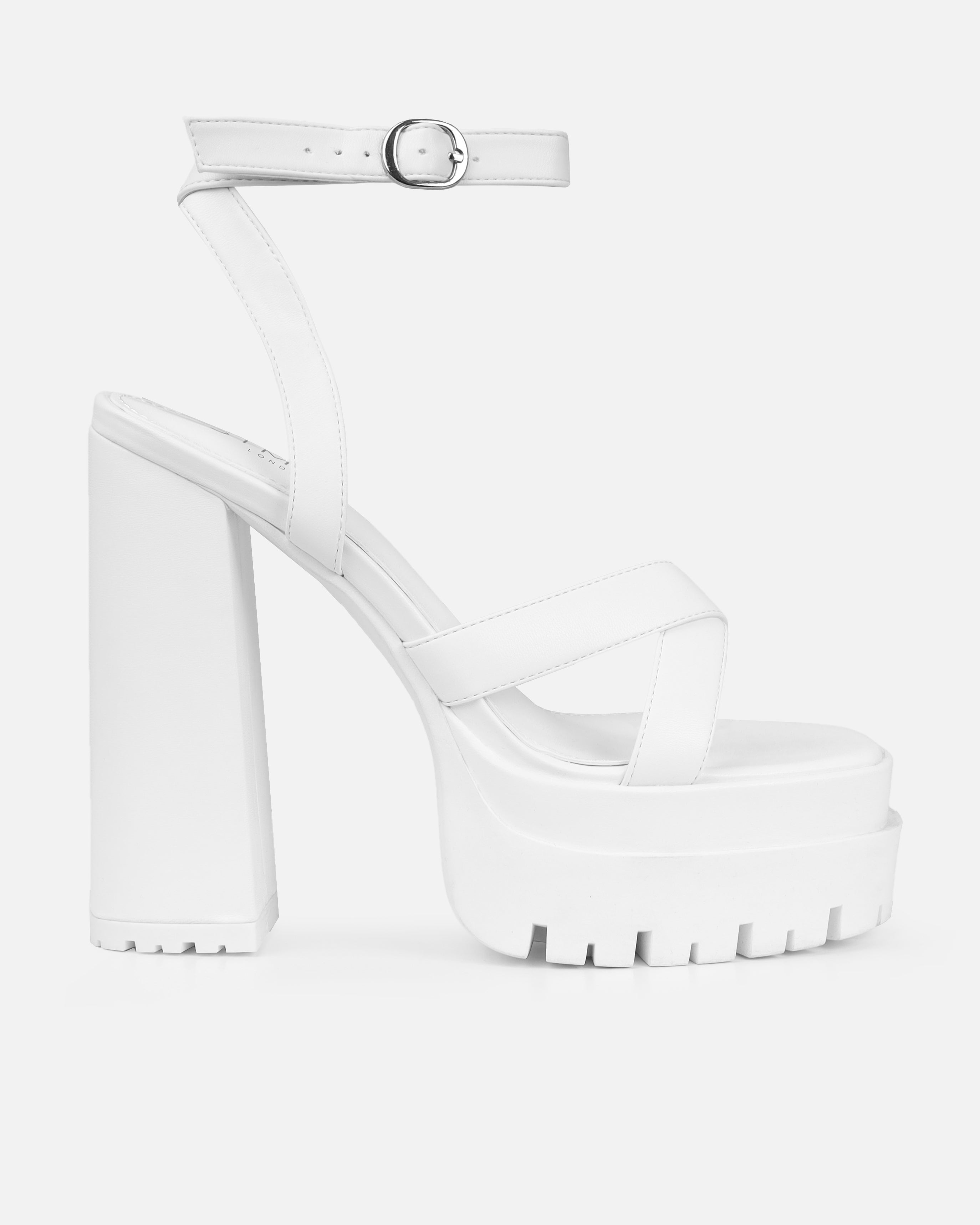 Roshan White Platform Block Heels | SIMMI London