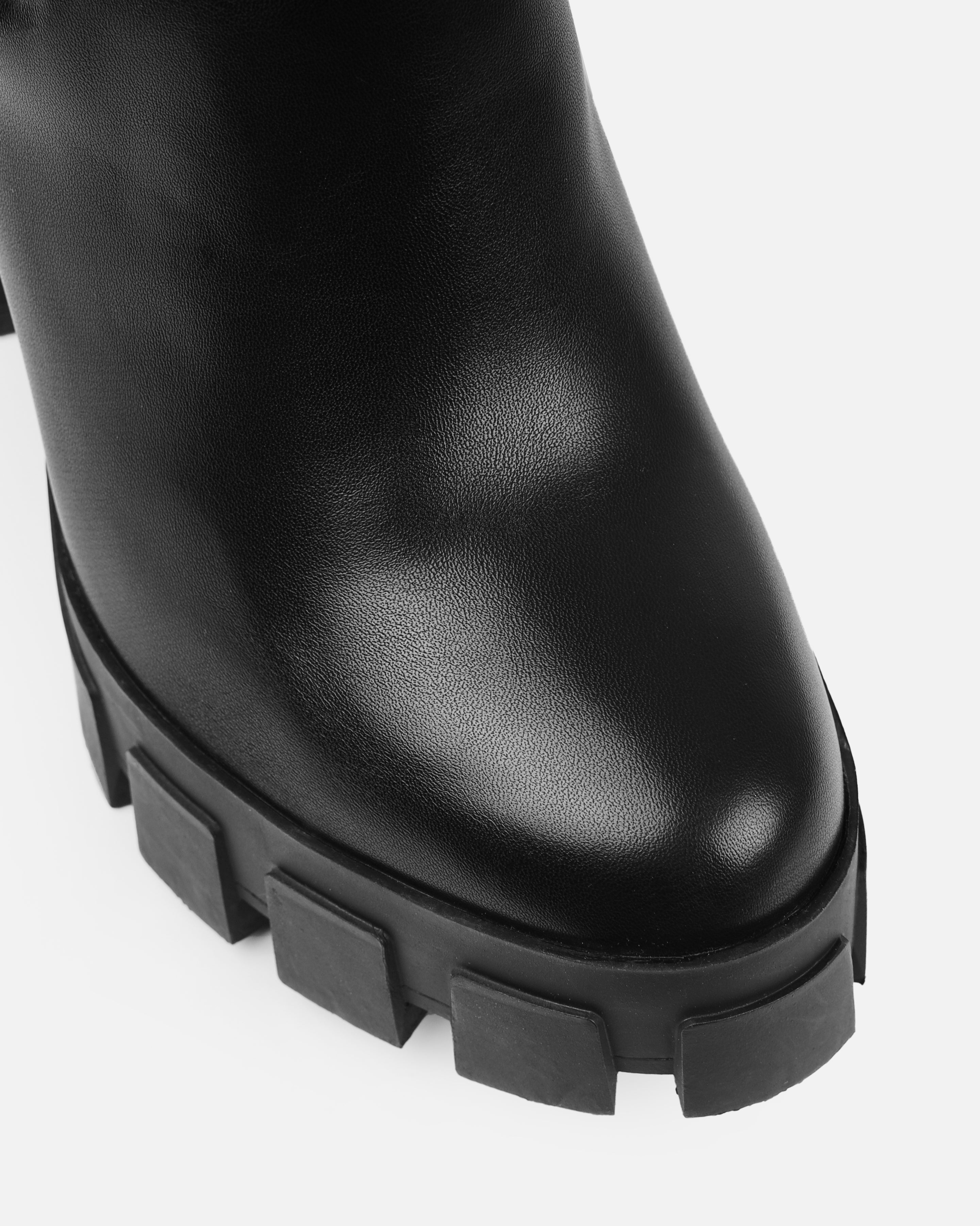 Jasper Black Knit Platform Block Heel Ankle Boots SIMMI London