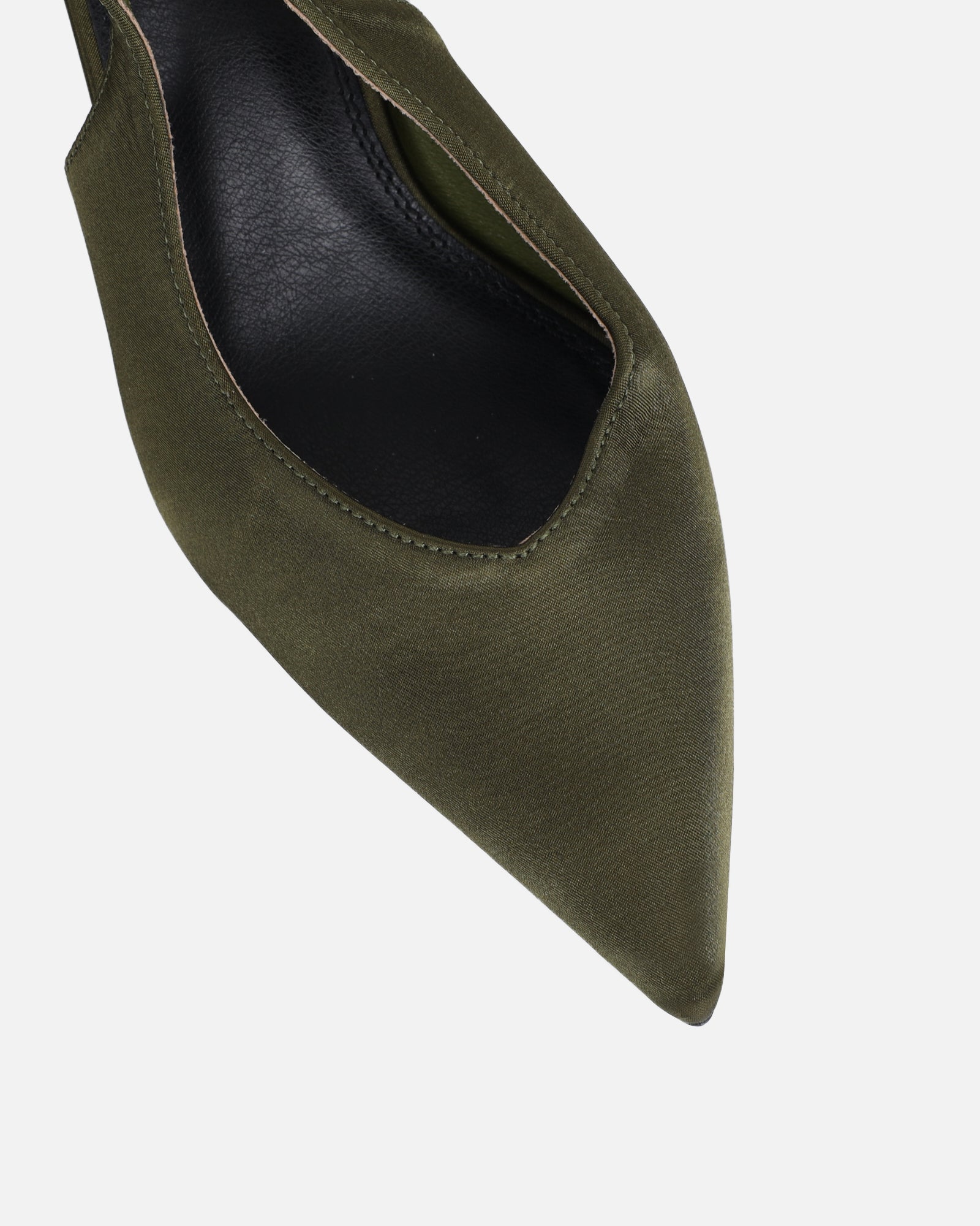 Sonika Khaki Satin Strappy Slingback Court Shoes | SIMMI London