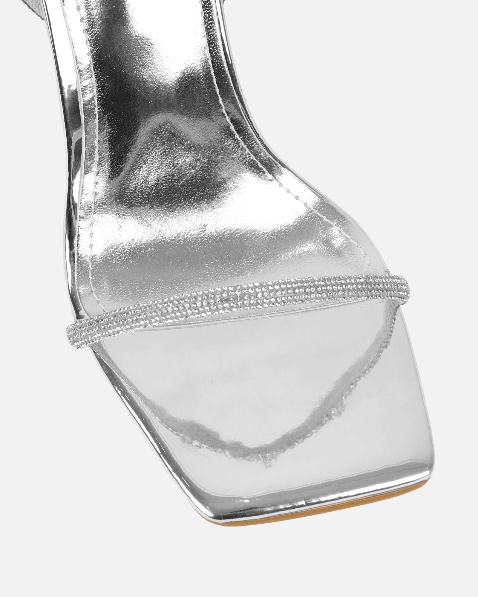 Salina Silver Clear Diamante Wedge Sandals | SIMMI London
