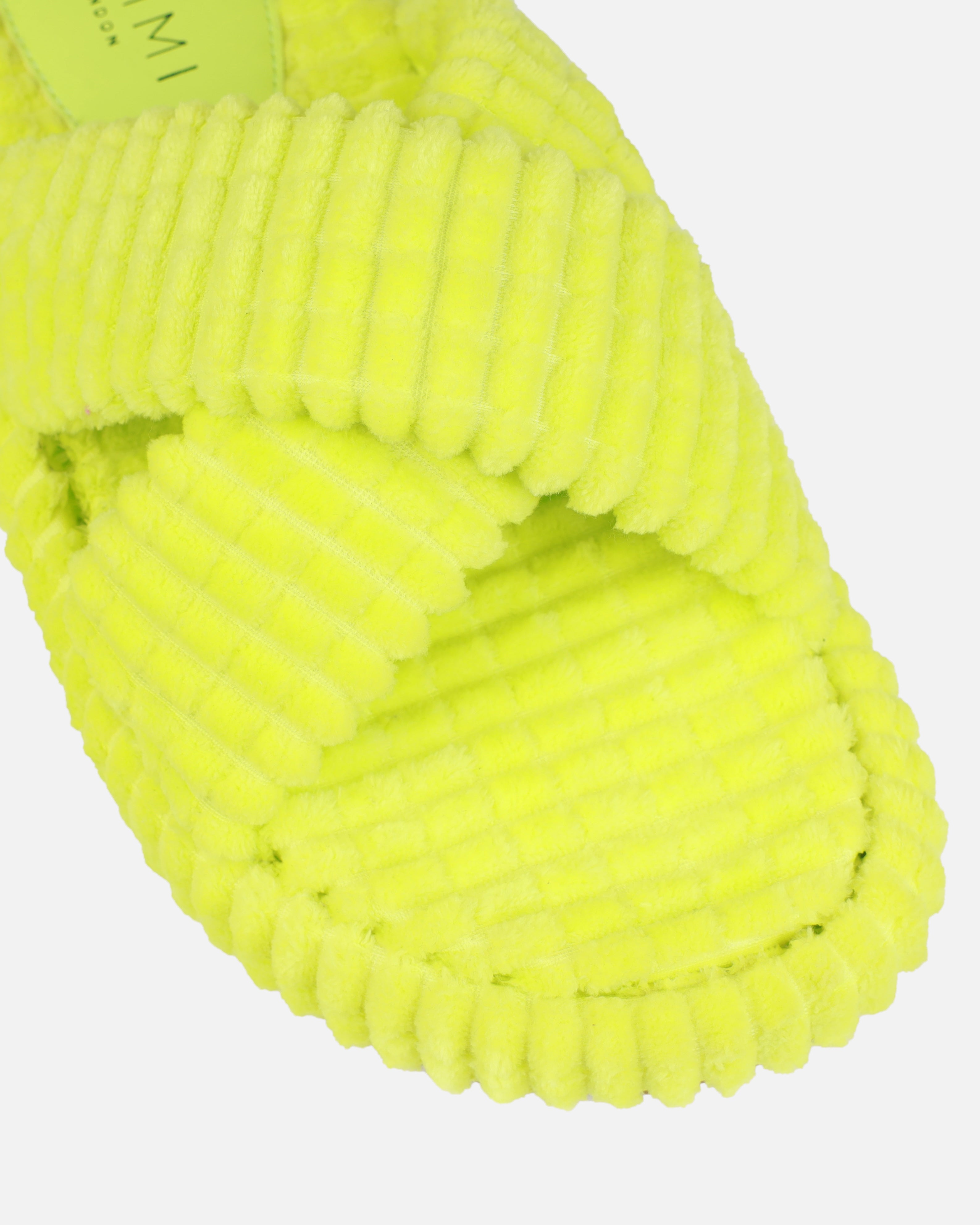 Salty Lime Green Cross Strap Towelling Flat Slides | SIMMI London