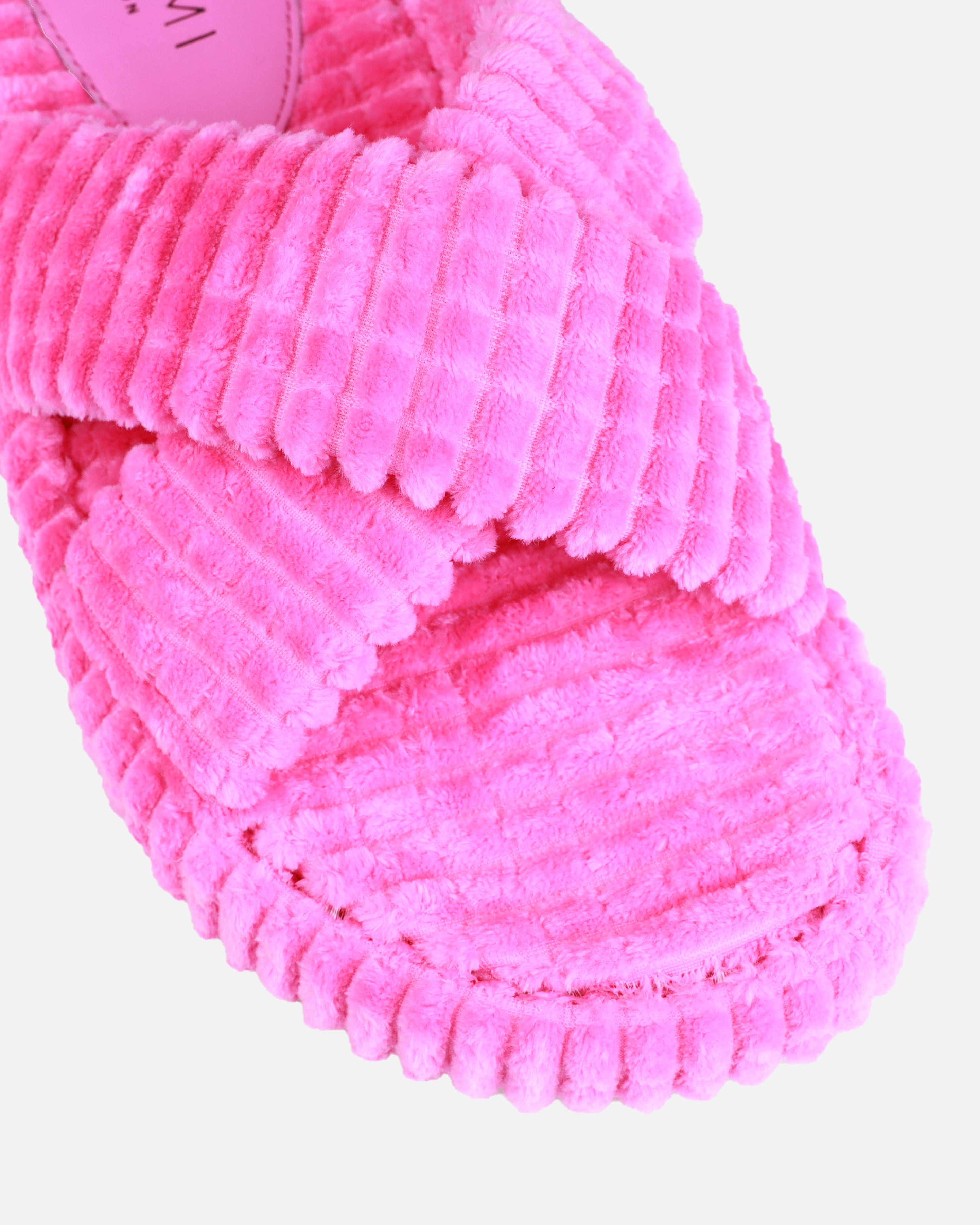 Salty Pink Cross Strap Towelling Flat Slides | SIMMI London