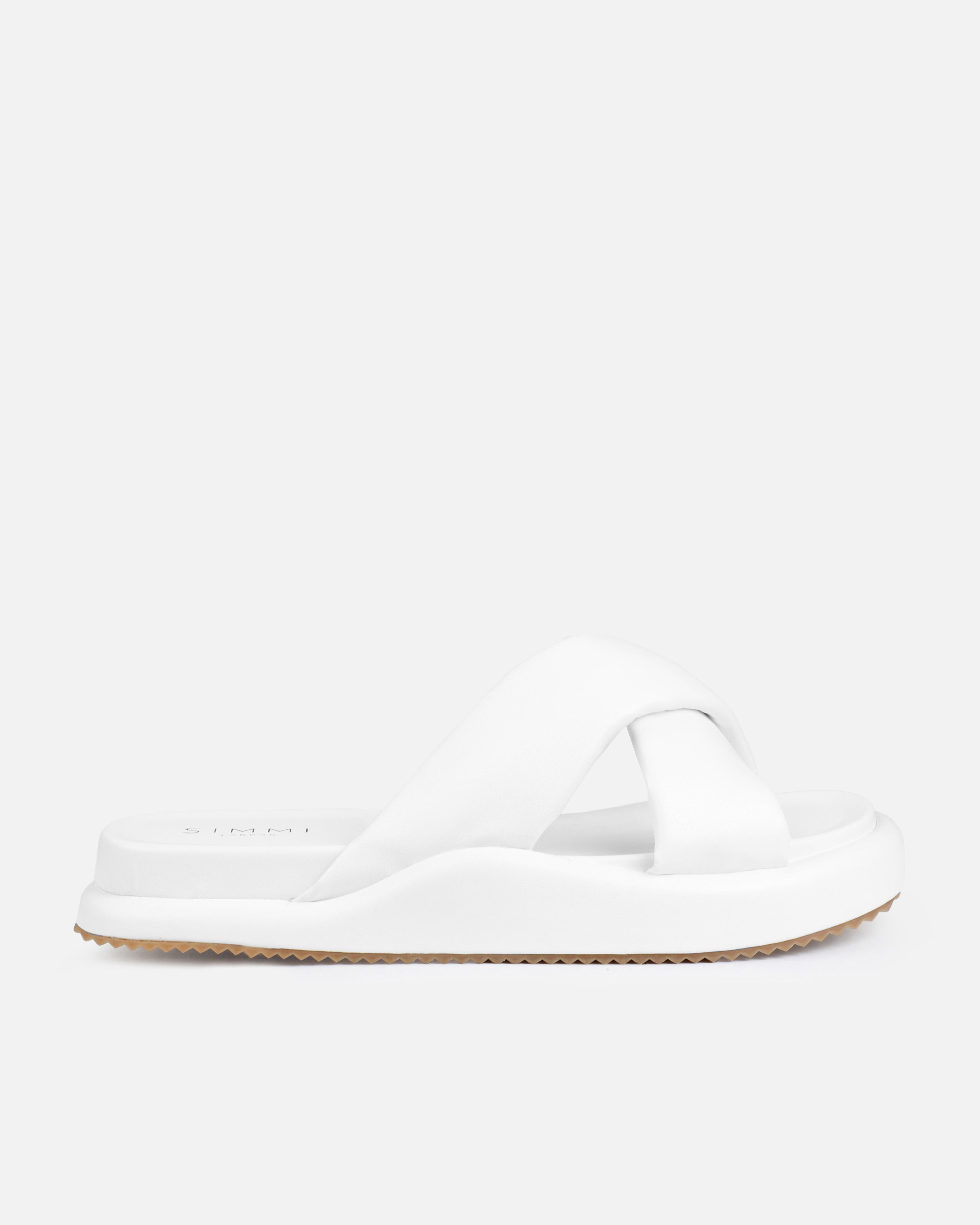 Forest White Crossover Flat Sandals | SIMMI London