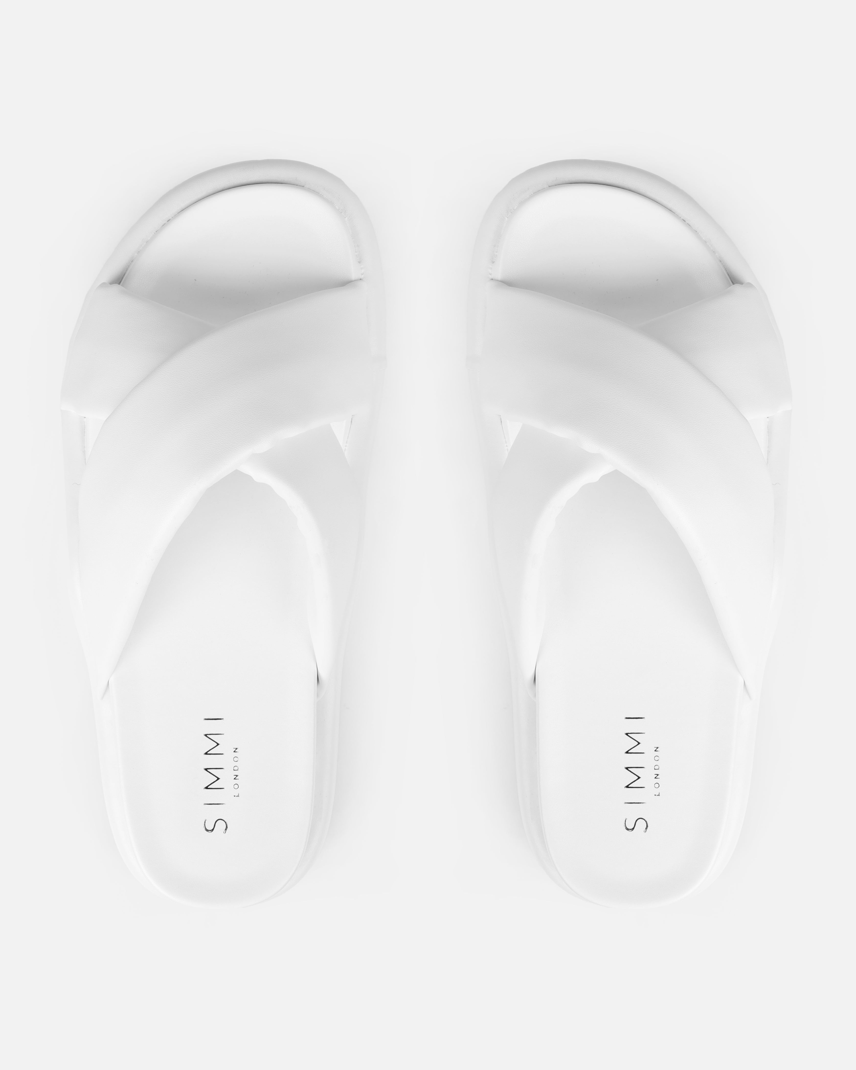 Forest White Crossover Flat Sandals | SIMMI London