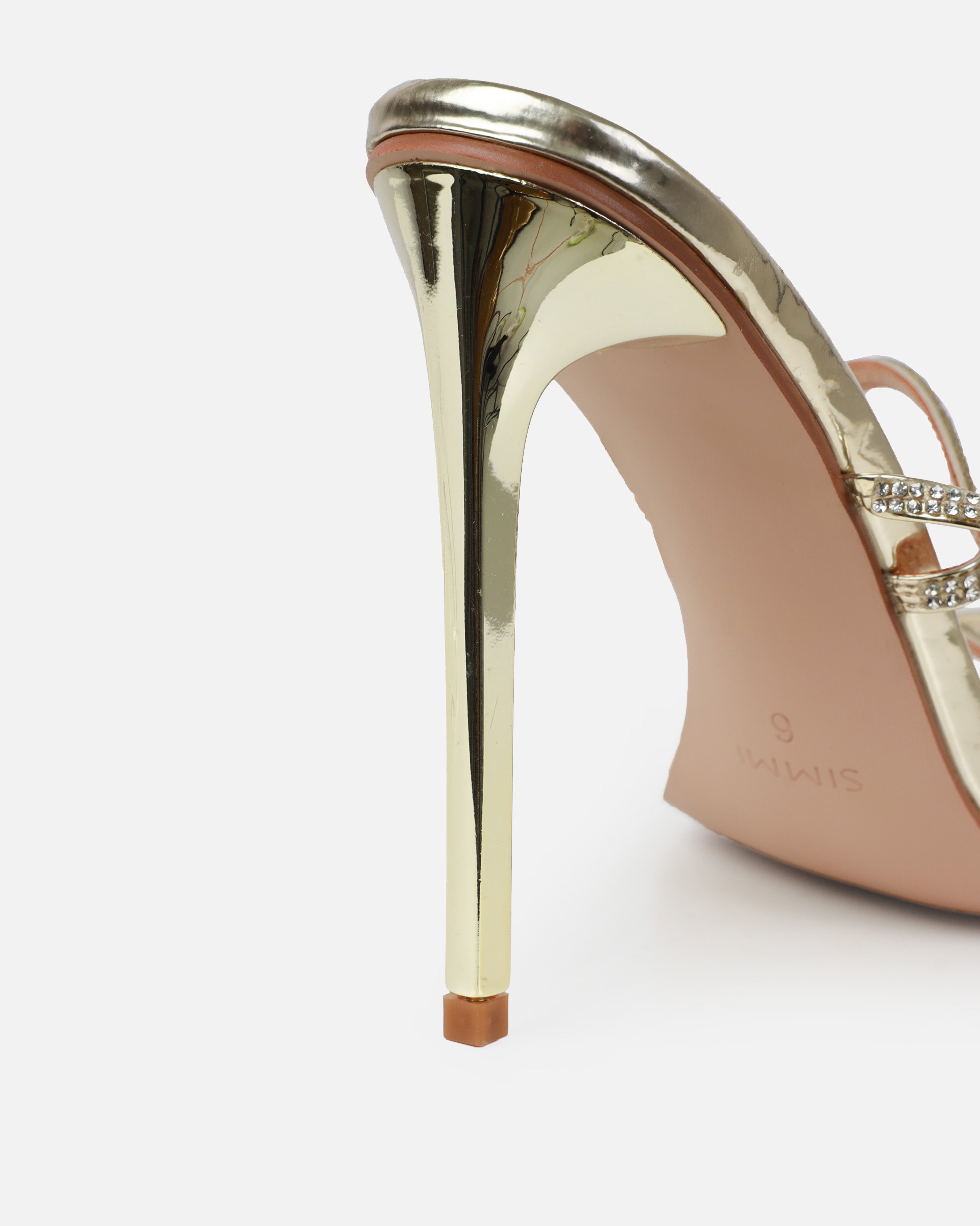 Ignite Light Gold Diamante Lace Up Stiletto Heels | SIMMI London