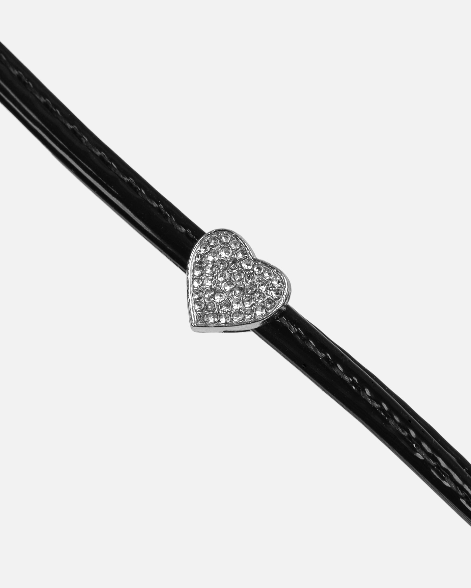 Heiti Black Patent Diamante Heart Lace Up Heels | SIMMI London