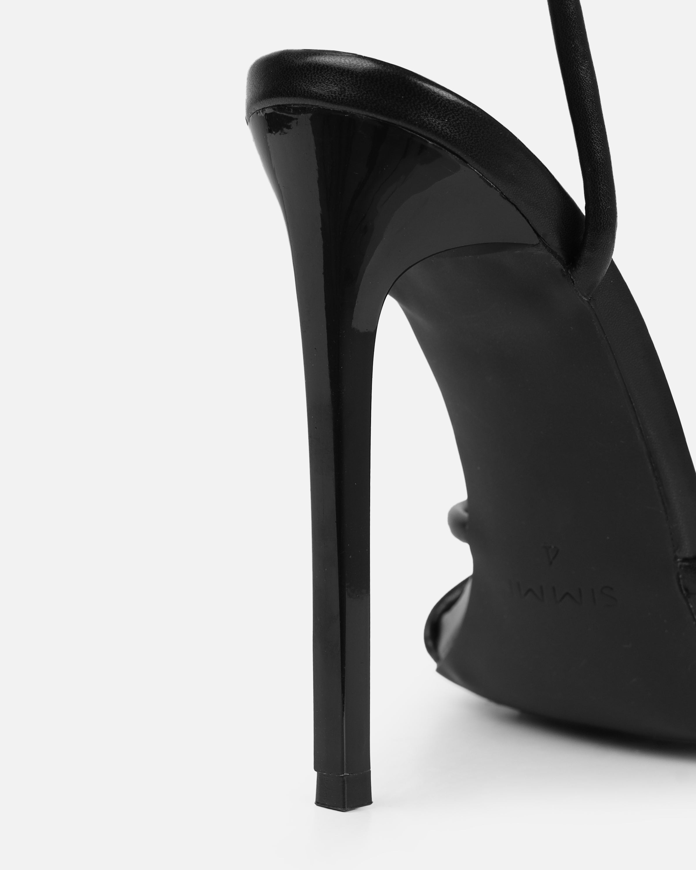 Sita Black Square Toe Bow Stiletto Heels | SIMMI London