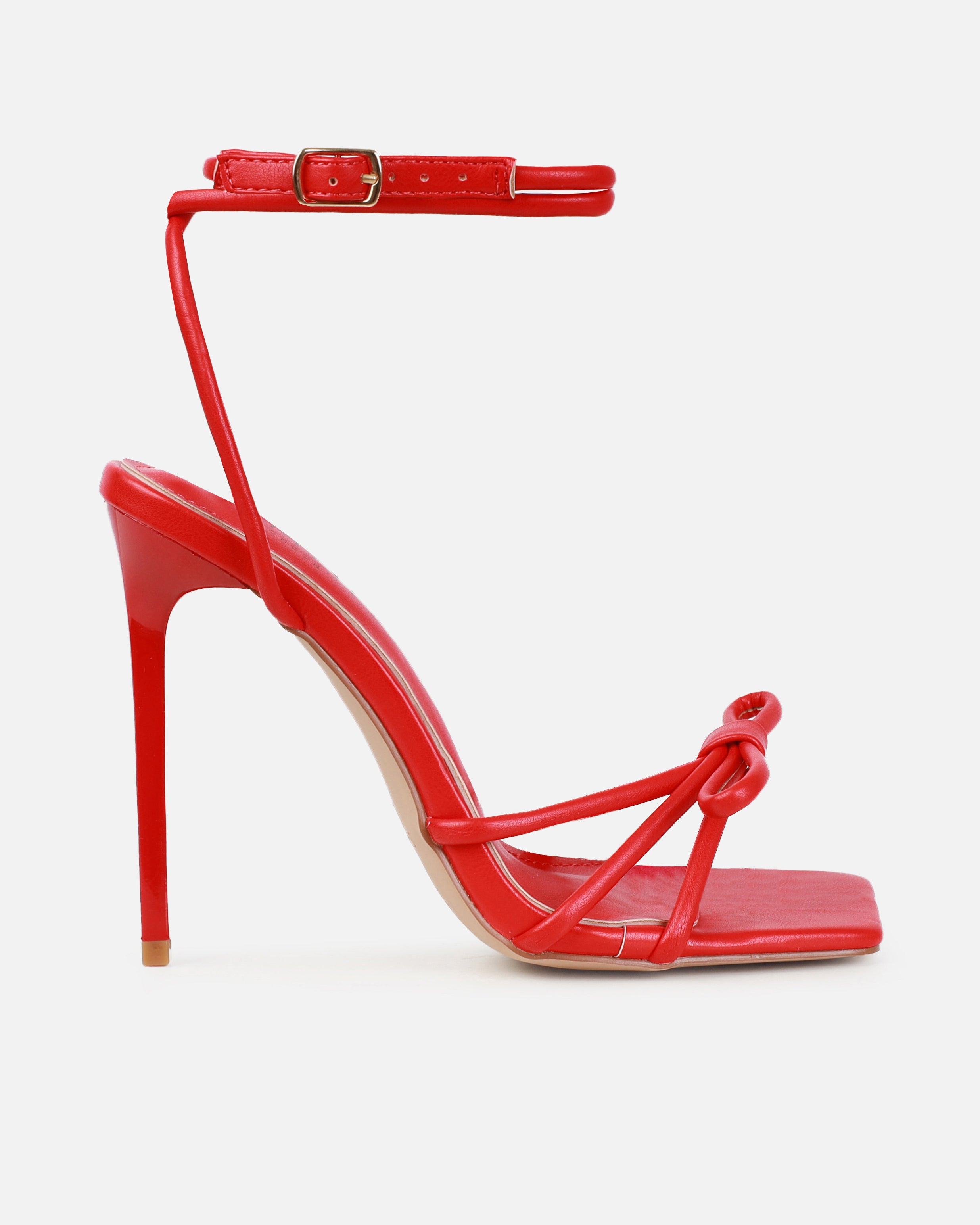 Sita Red Square Toe Bow Stiletto Heels | SIMMI London