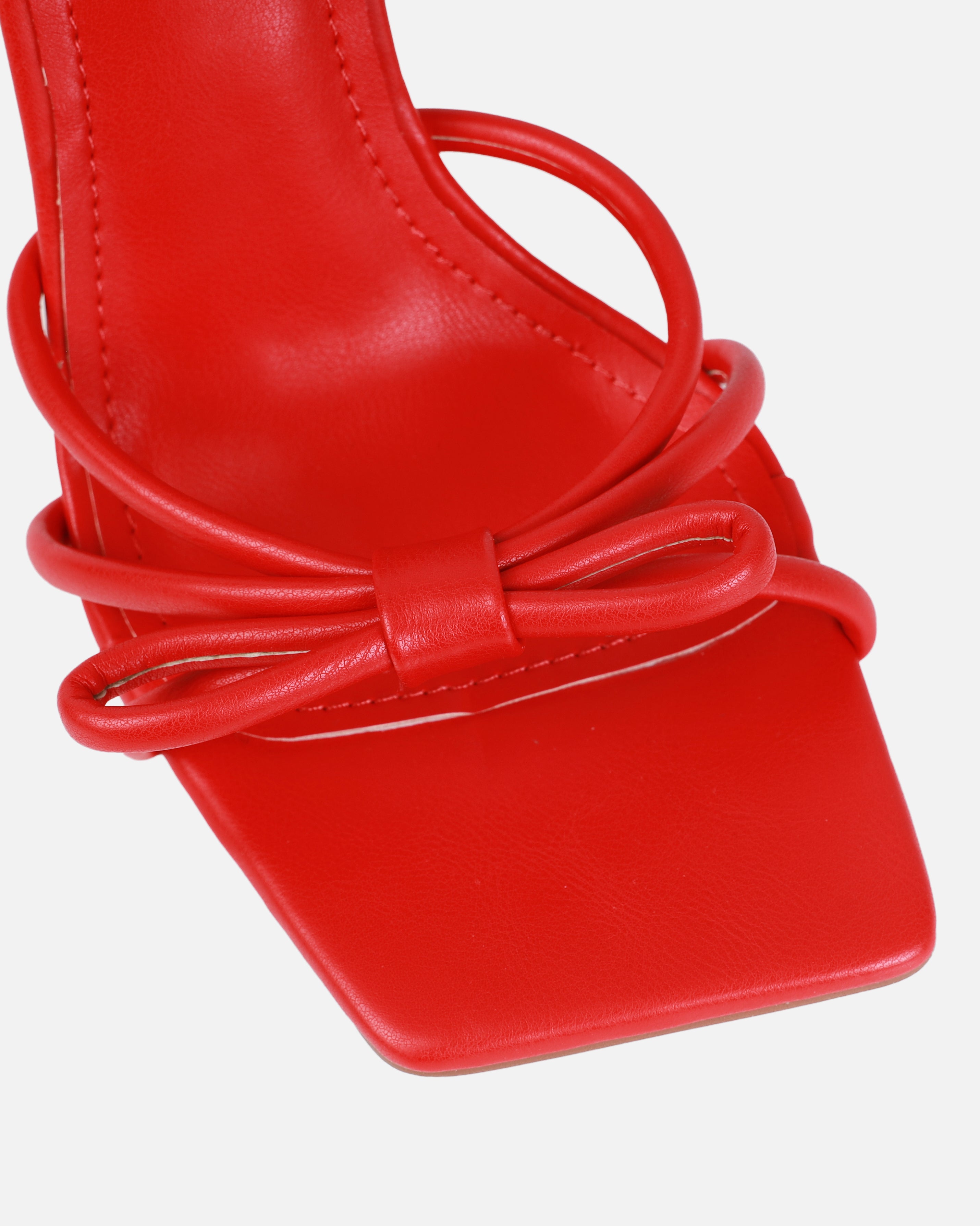 Sita Red Square Toe Bow Stiletto Heels | SIMMI London