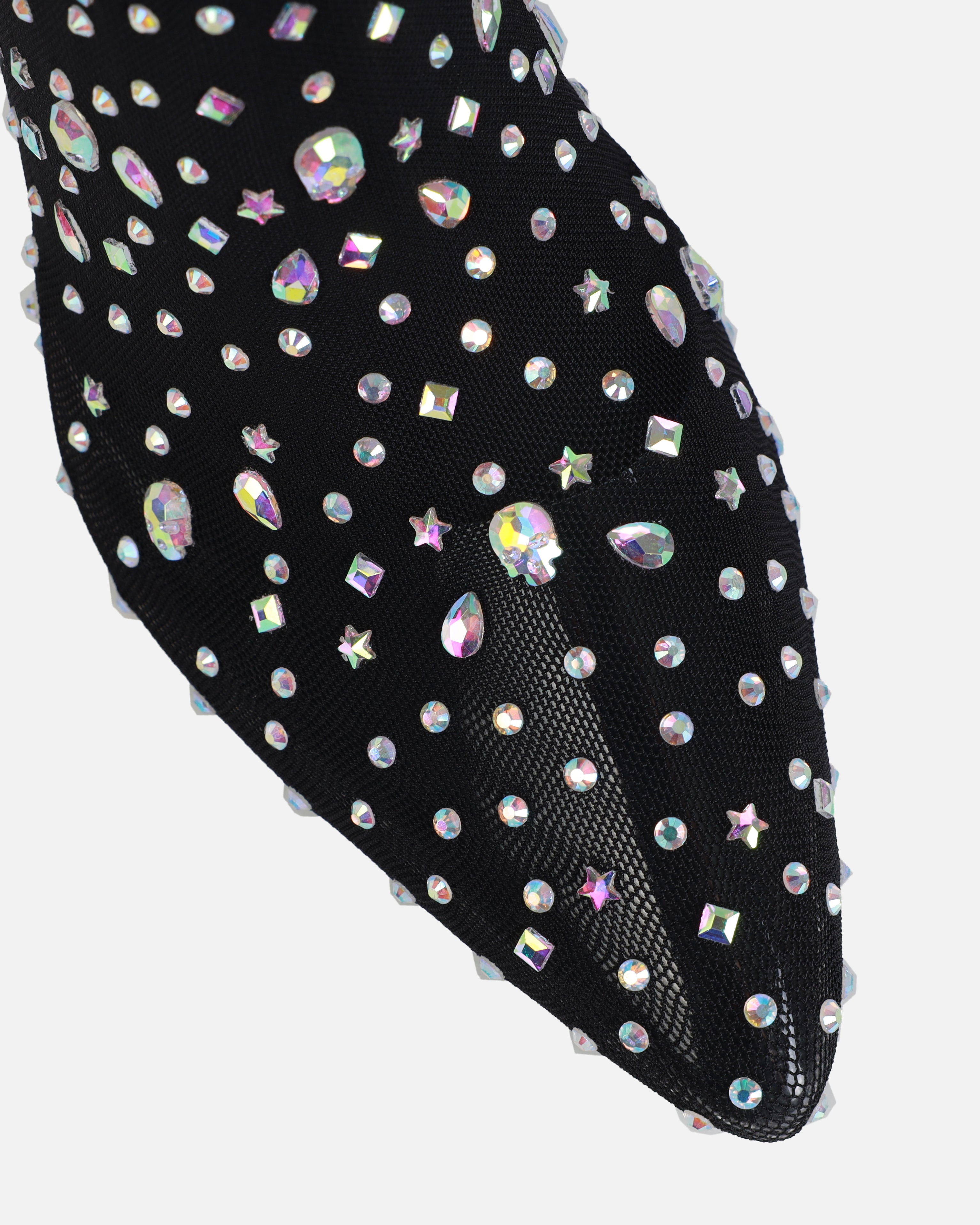 Sparki Black Mesh Diamante Stiletto Heels | SIMMI London