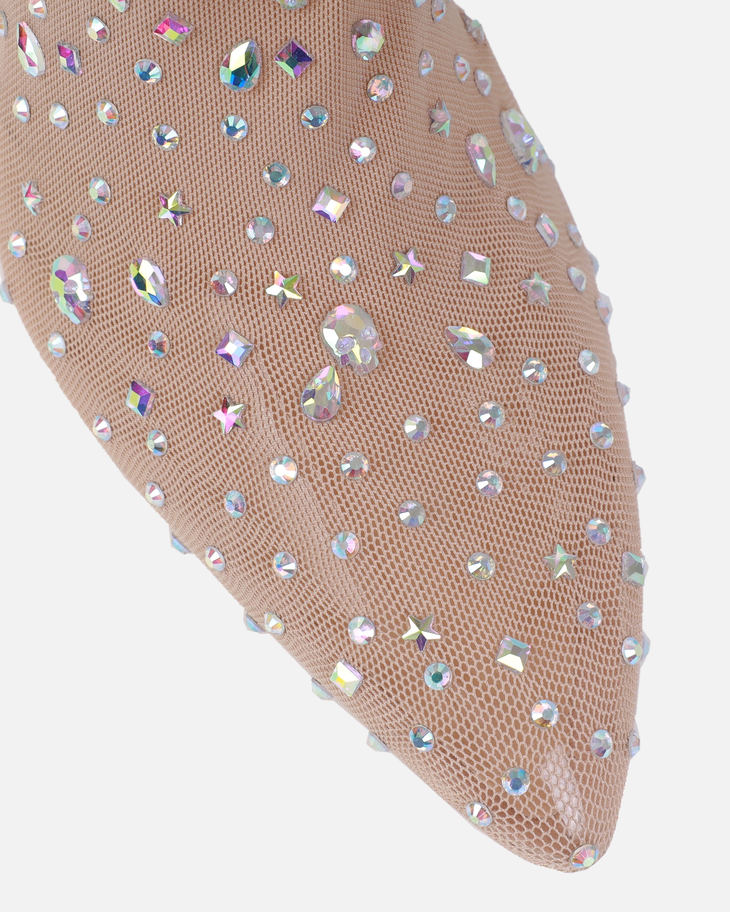 Sparki Nude Mesh Diamante Stiletto Heels | SIMMI London