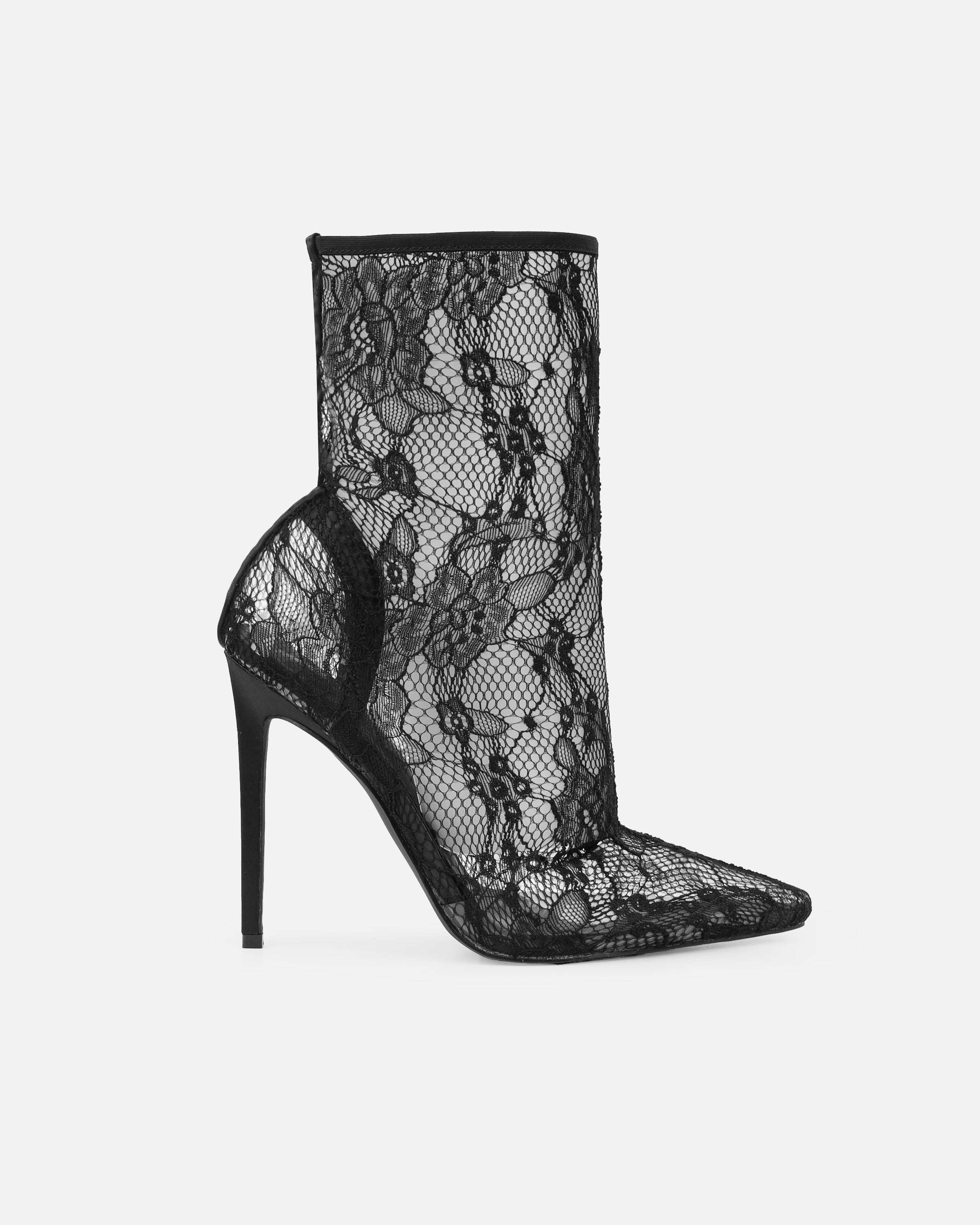 Pixxie Black Lace Stiletto Heels | SIMMI London