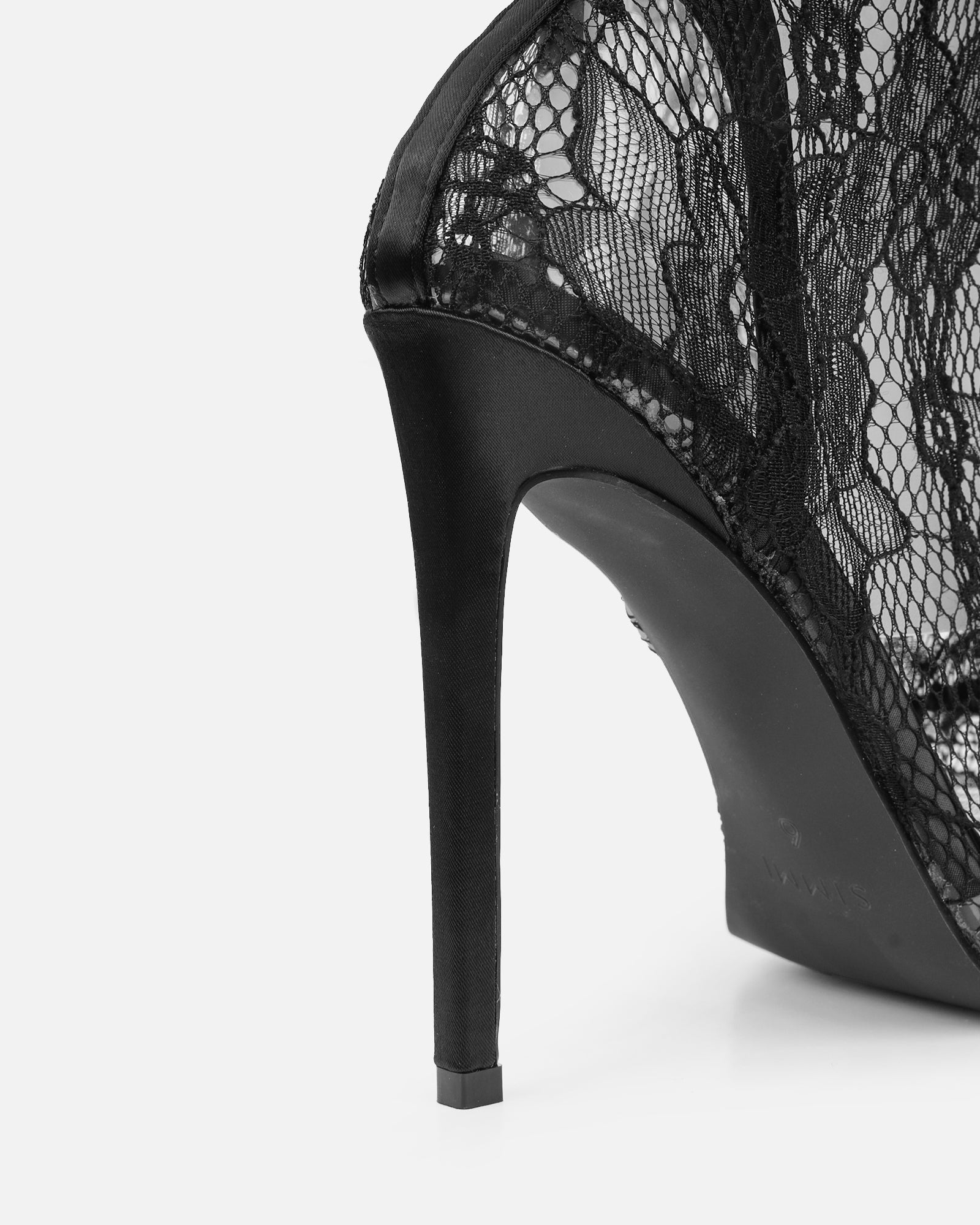 Pixxie Black Lace Stiletto Heels | SIMMI London