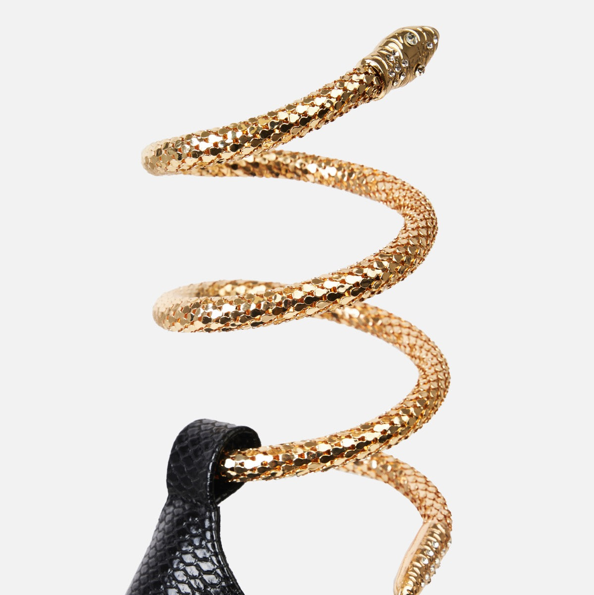 Remi Wide Fit Black Faux Snake Print Cuff Stiletto Heels | SIMMI London