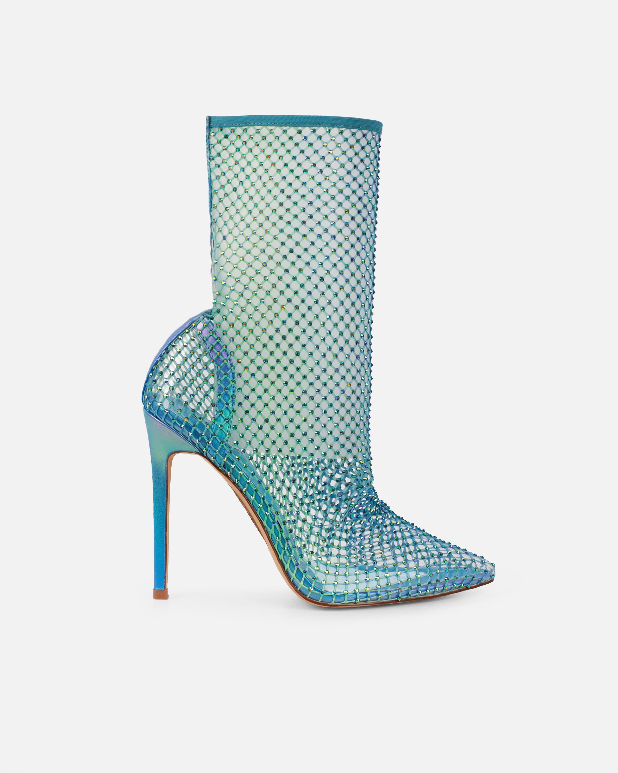 Krystal Blue Ombre Diamante Fishnet Heels | SIMMI London