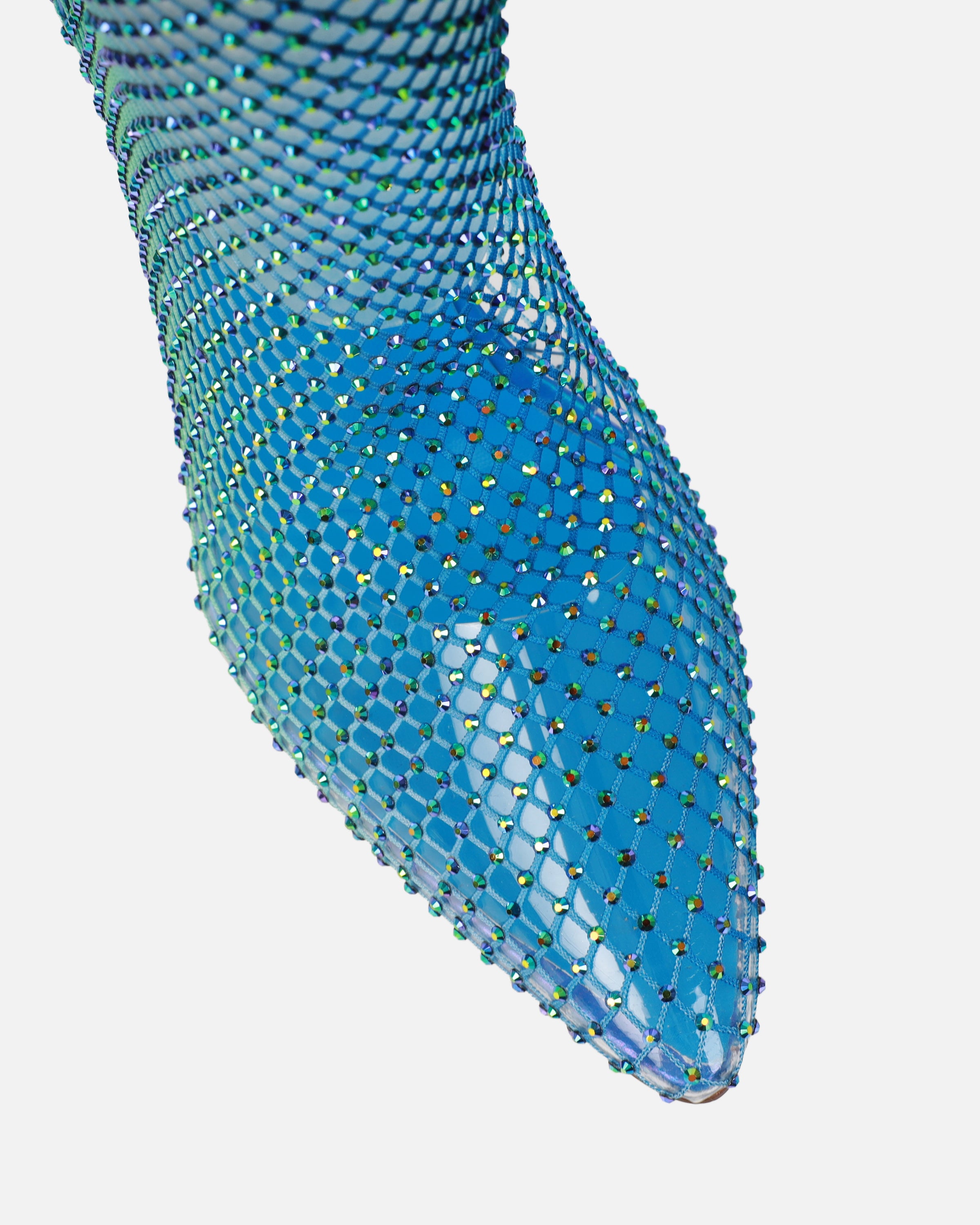 Krystal Blue Ombre Diamante Fishnet Heels | SIMMI London