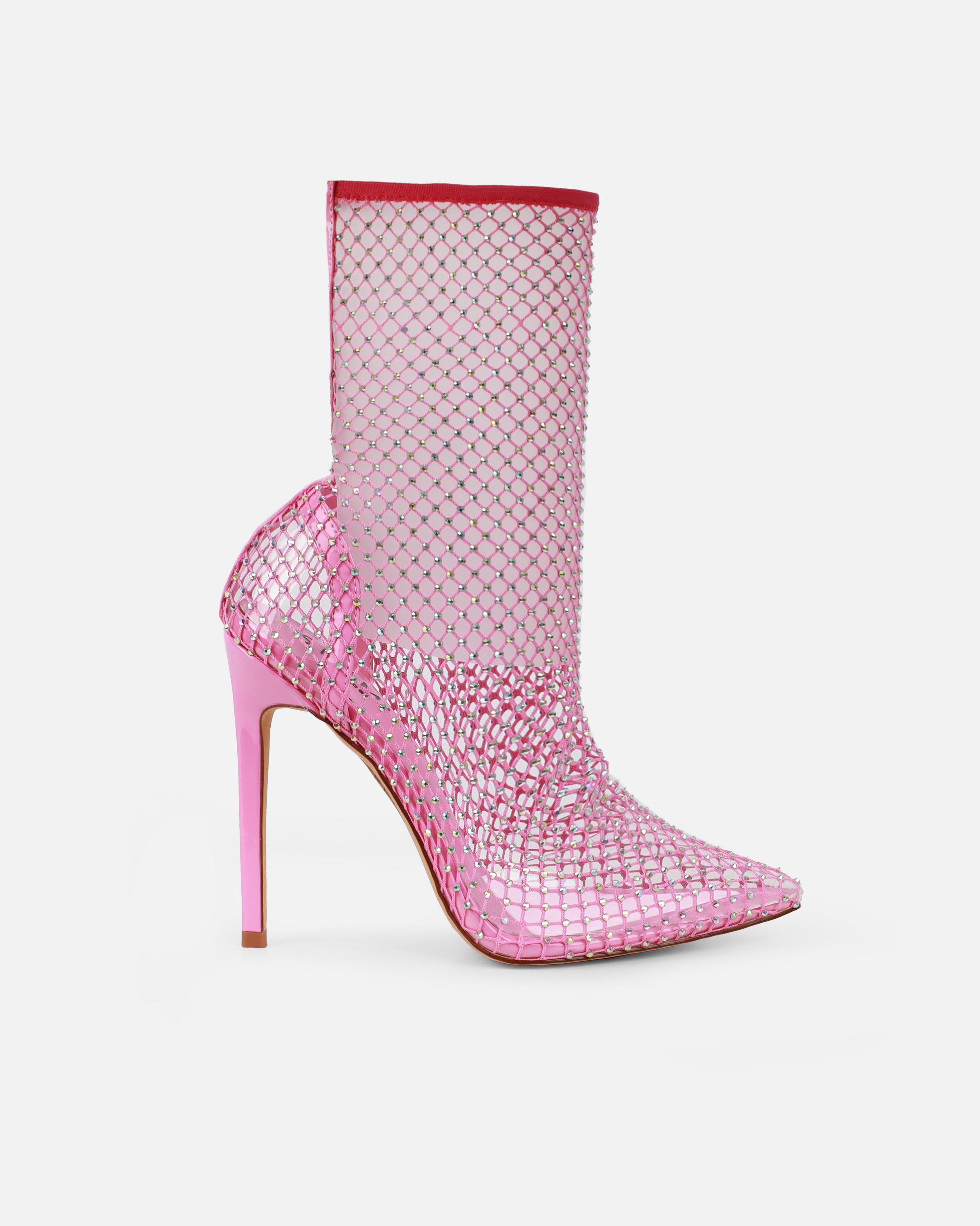 Krystal Pink Diamante Fishnet Heels | SIMMI London