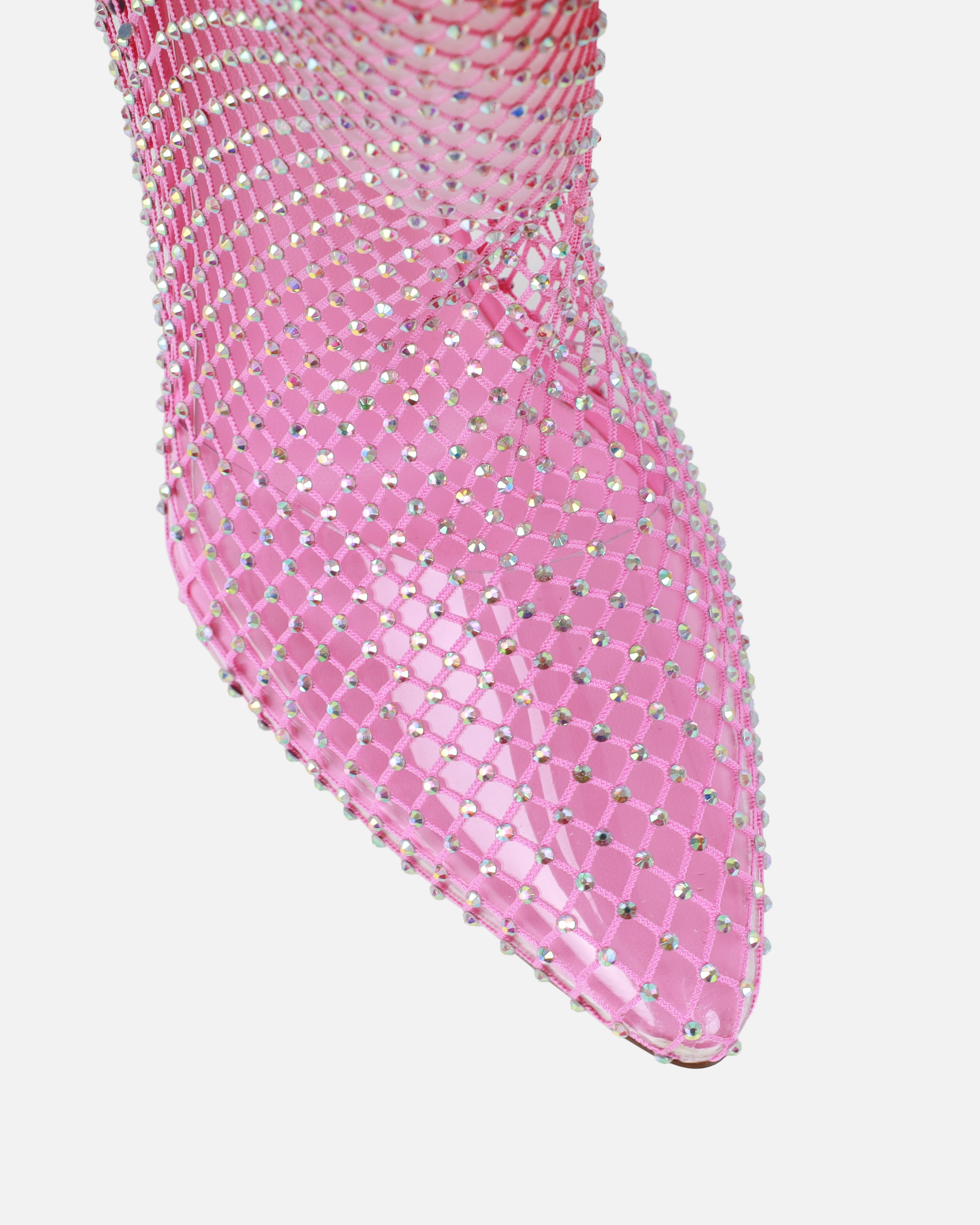 Krystal Pink Diamante Fishnet Heels | SIMMI London