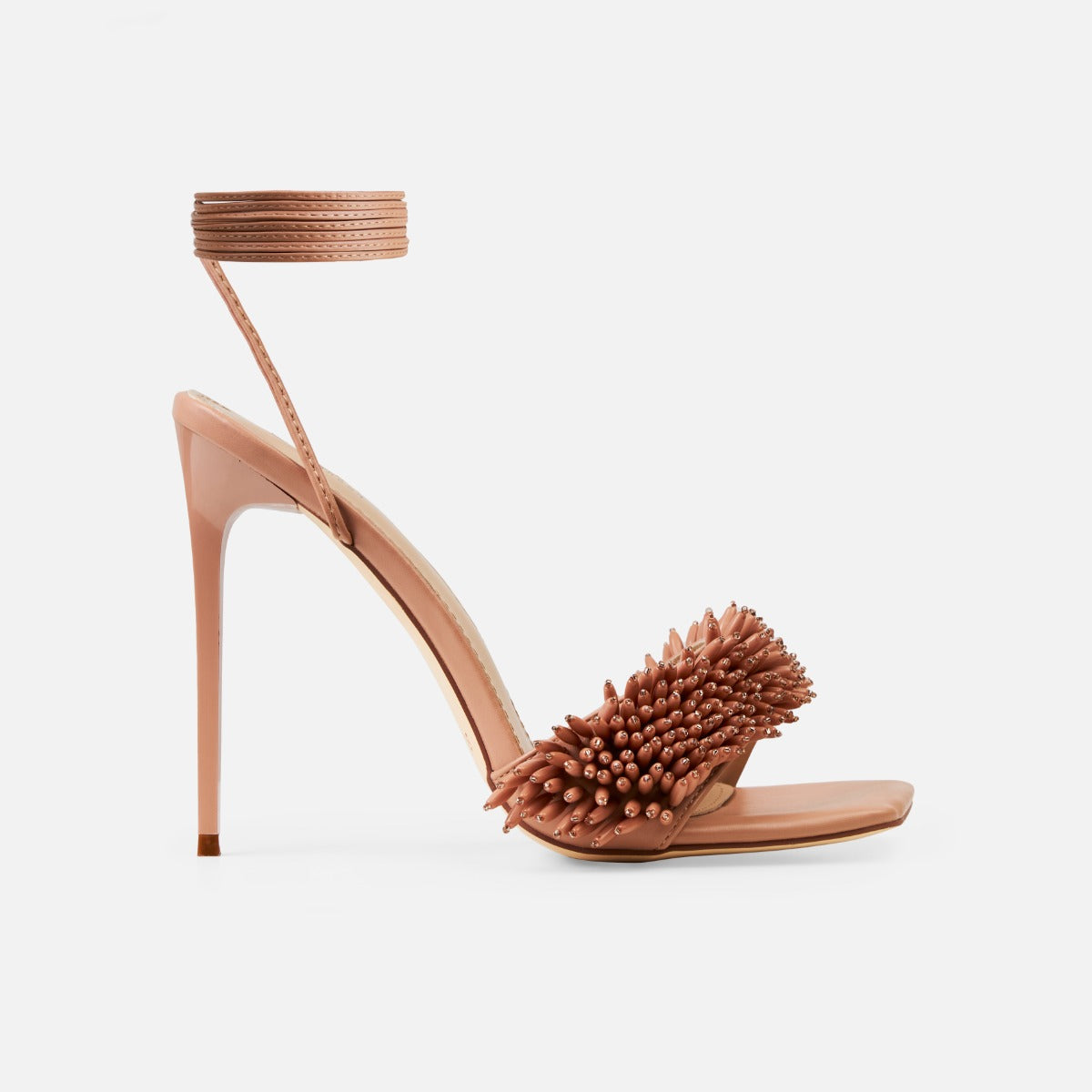 Allura Nude Beaded Lace Up Stiletto Heels | SIMMI London – Simmi London