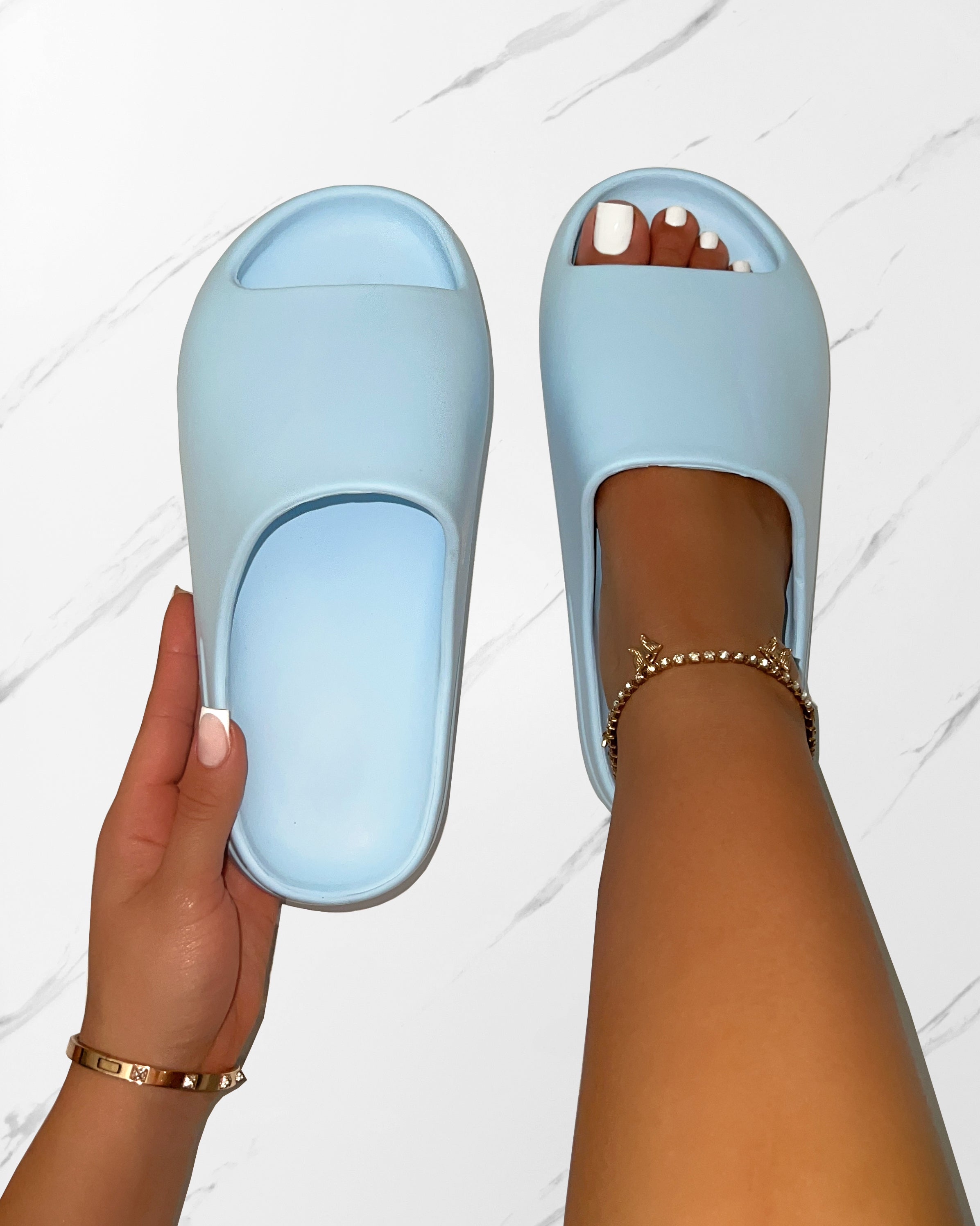 Sand Blue Moulded Sliders | SIMMI London