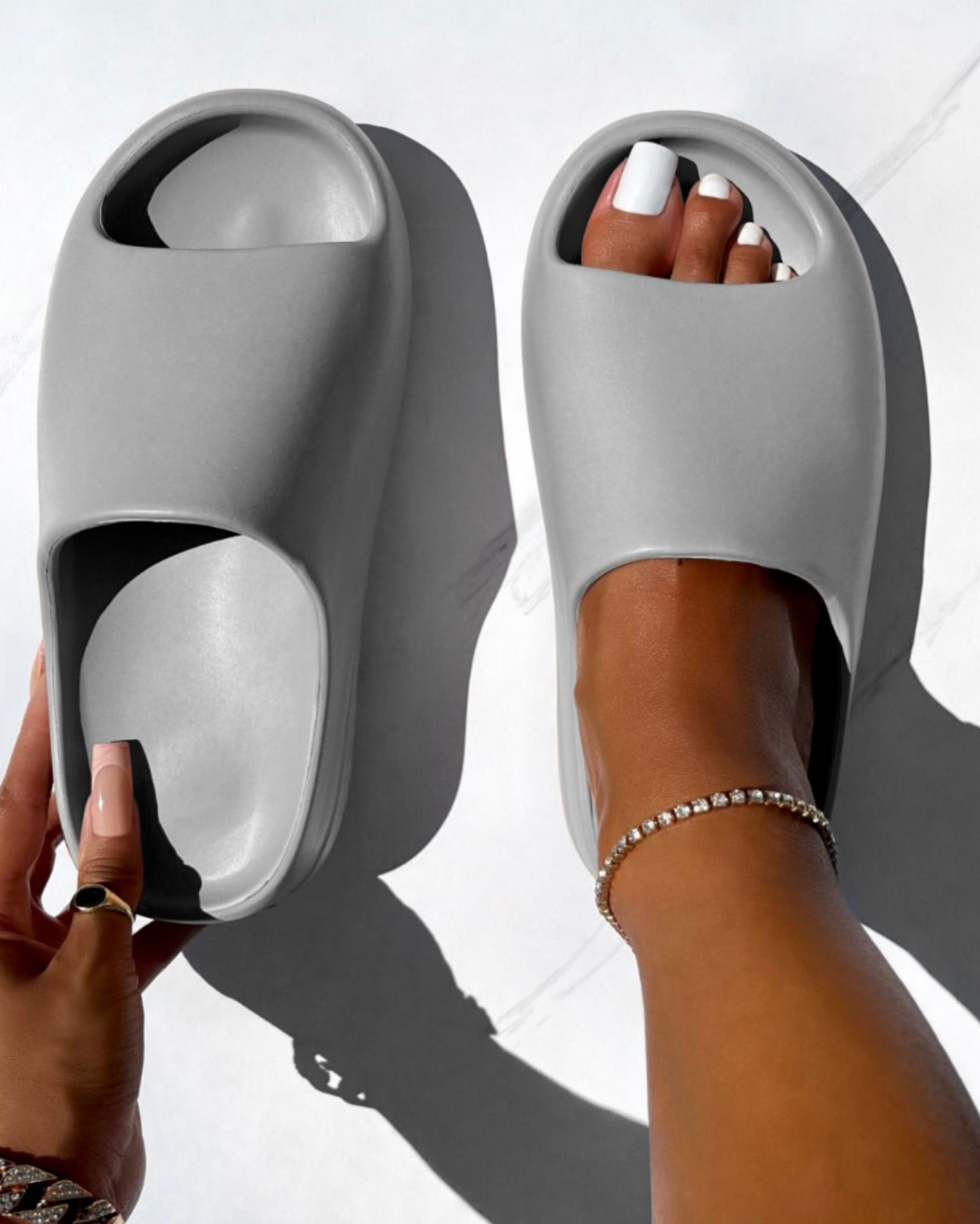 Sand Grey Moulded Sliders | SIMMI London