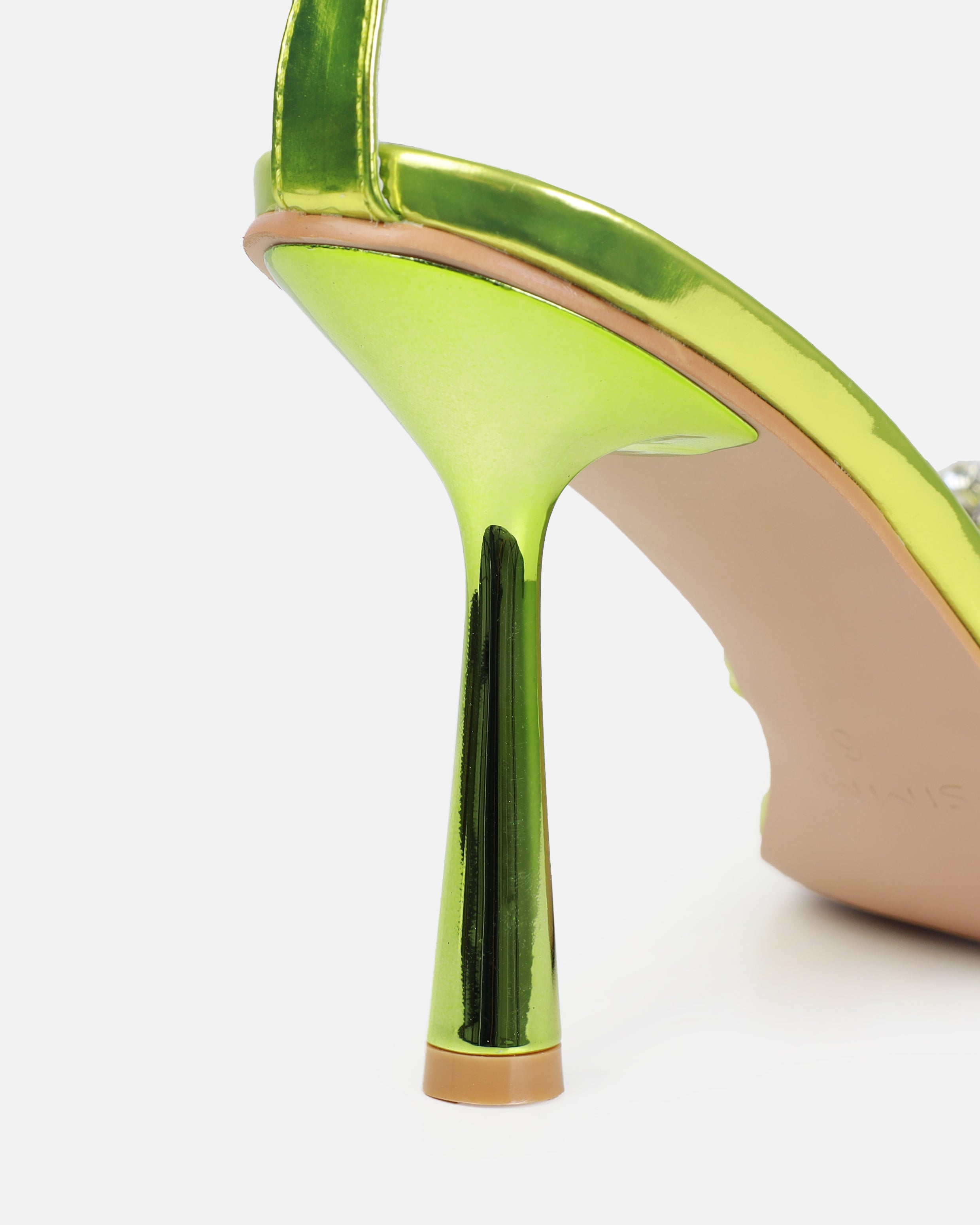 Santo Lime Diamante Bow Stiletto Heels | SIMMI London