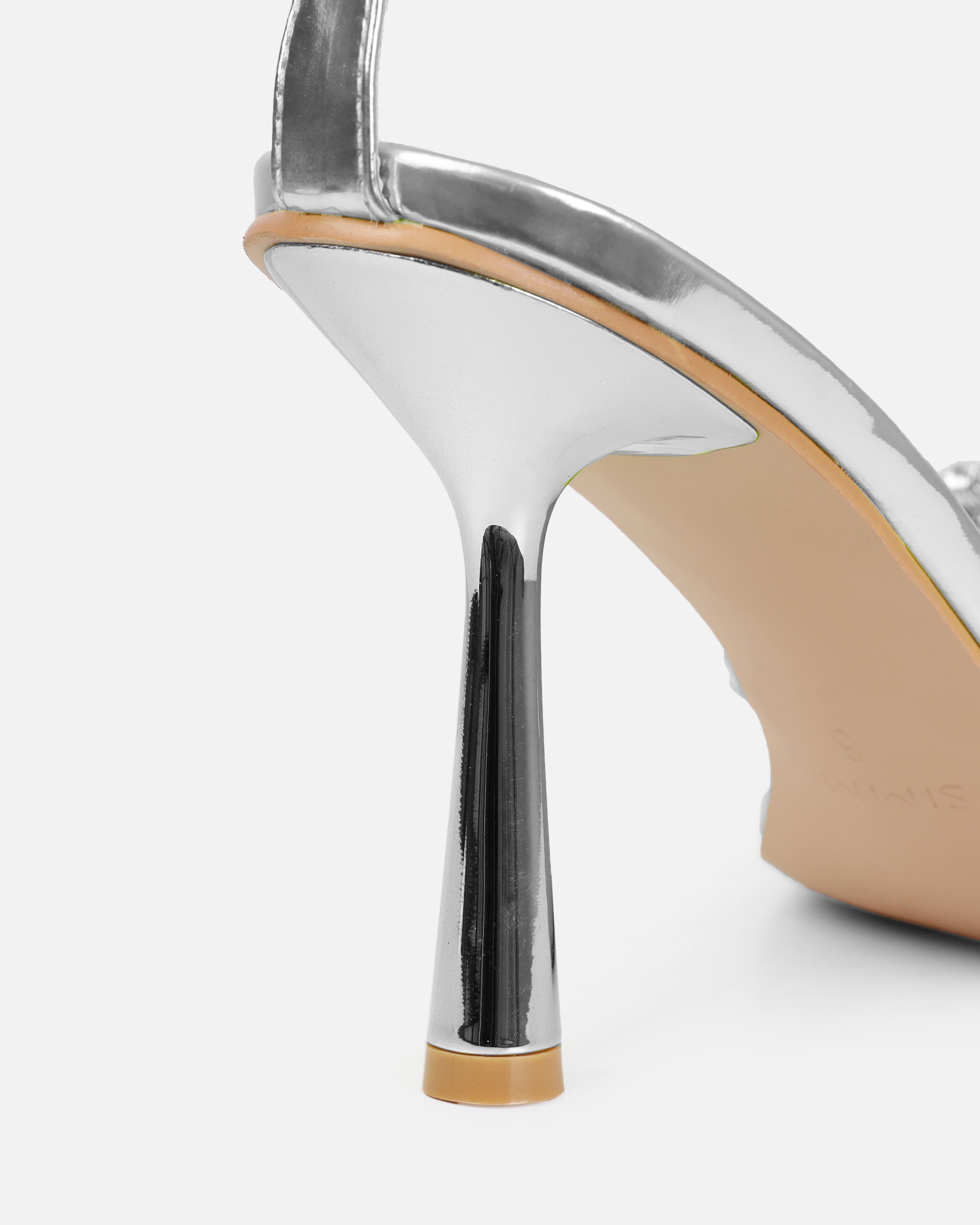 Santo Silver Diamante Bow Stiletto Heels | SIMMI London