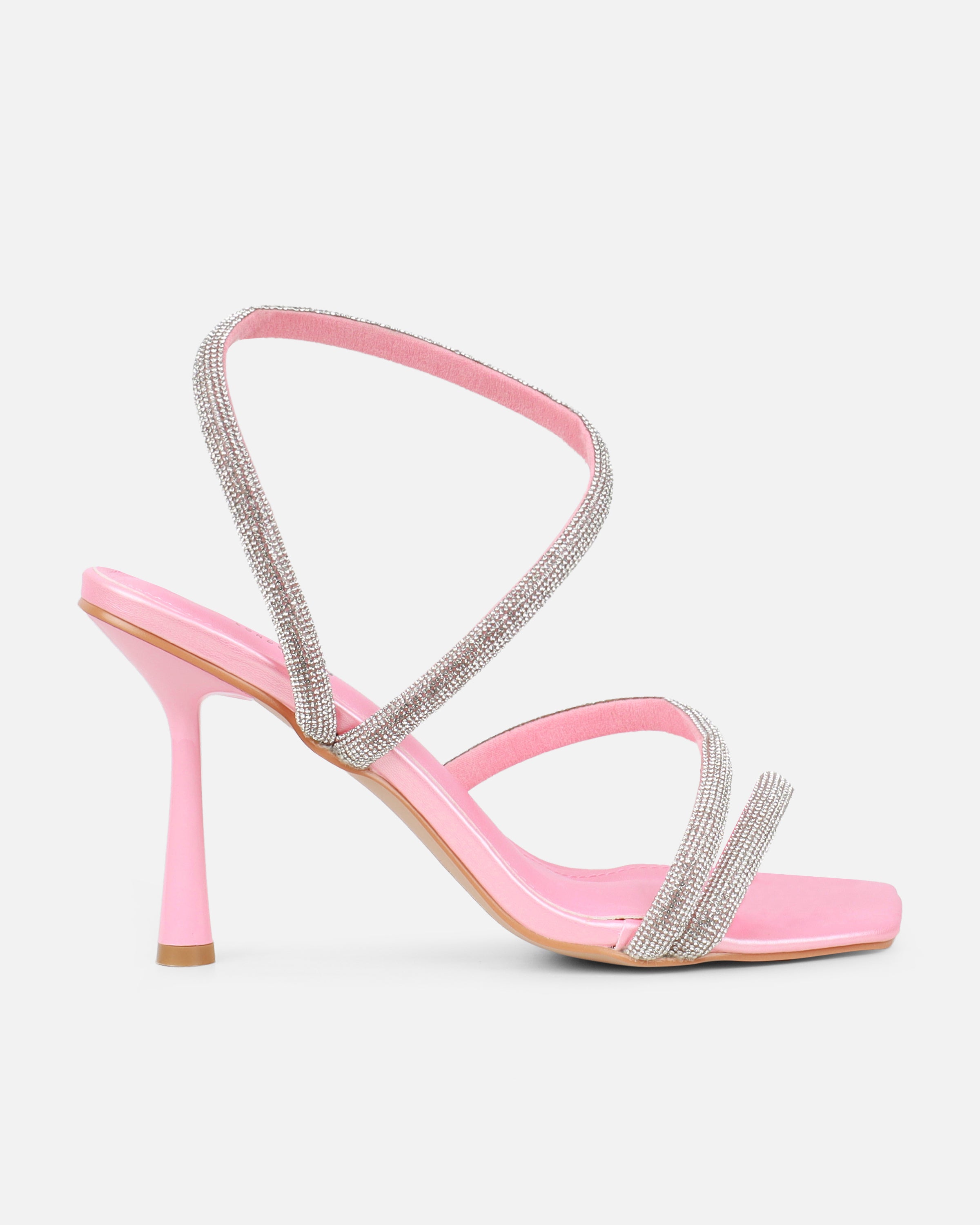 Maella Pink Pearl Diamante Heeled Sandals | SIMMI London